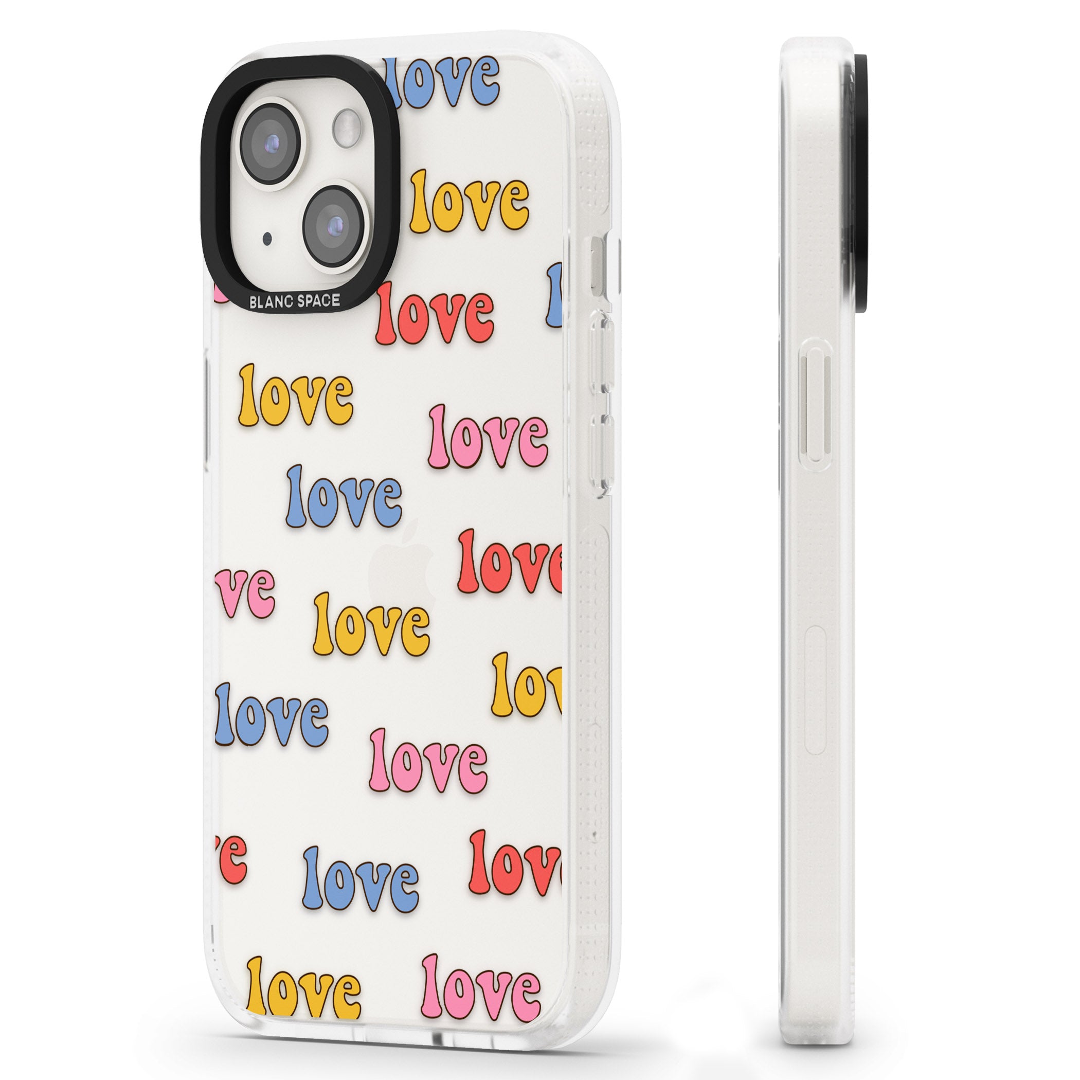 Love Pattern iPhone 15 / 14 / 13 Clear Case Impact Air - Blanc Space