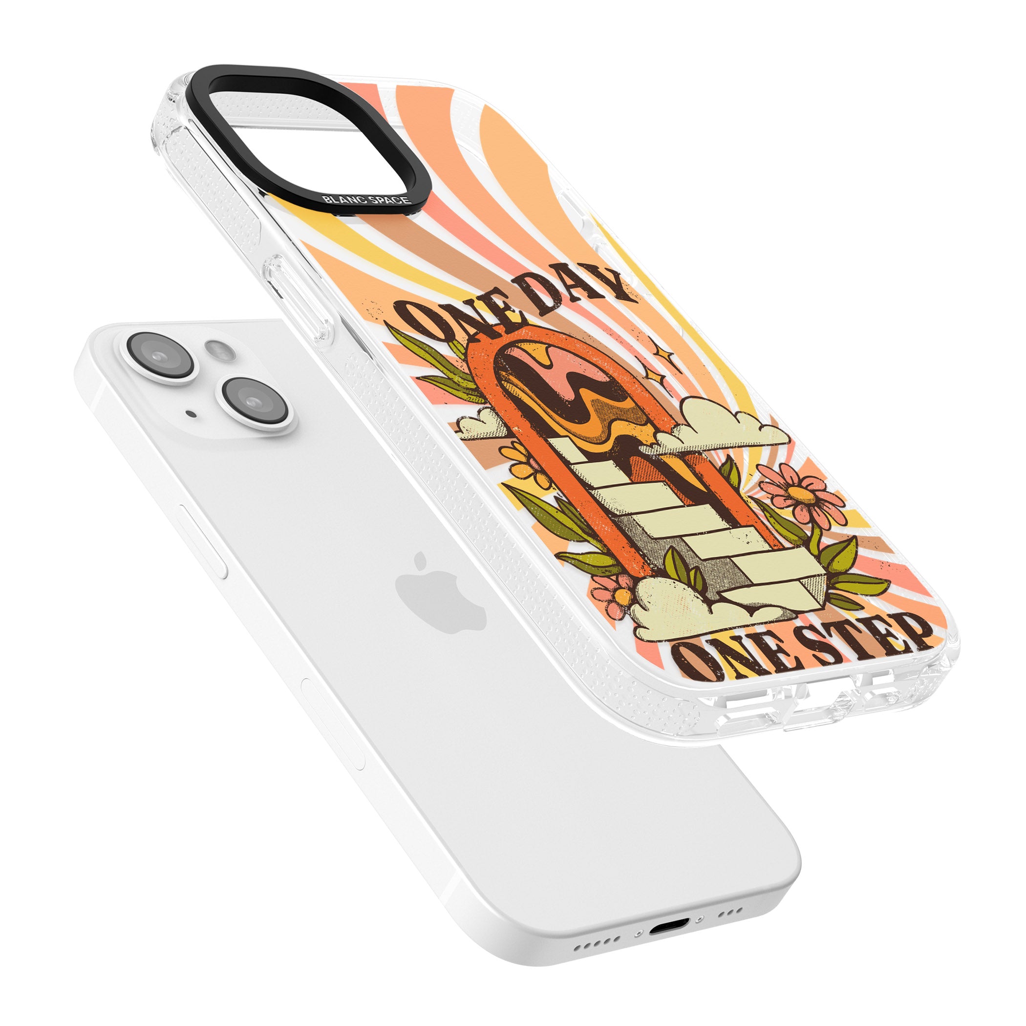 One Day One Step iPhone 15 / 14 / 13 Clear Case Impact Air - Blanc Space