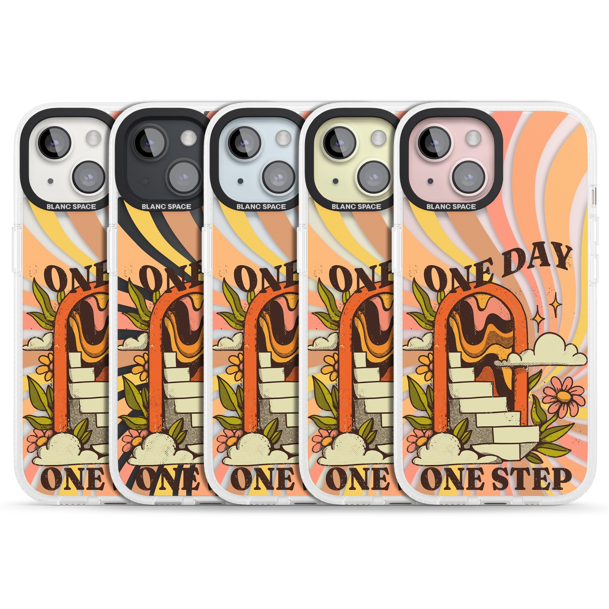 One Day One Step iPhone 15 / 14 / 13 Clear Case Impact Air - Blanc Space
