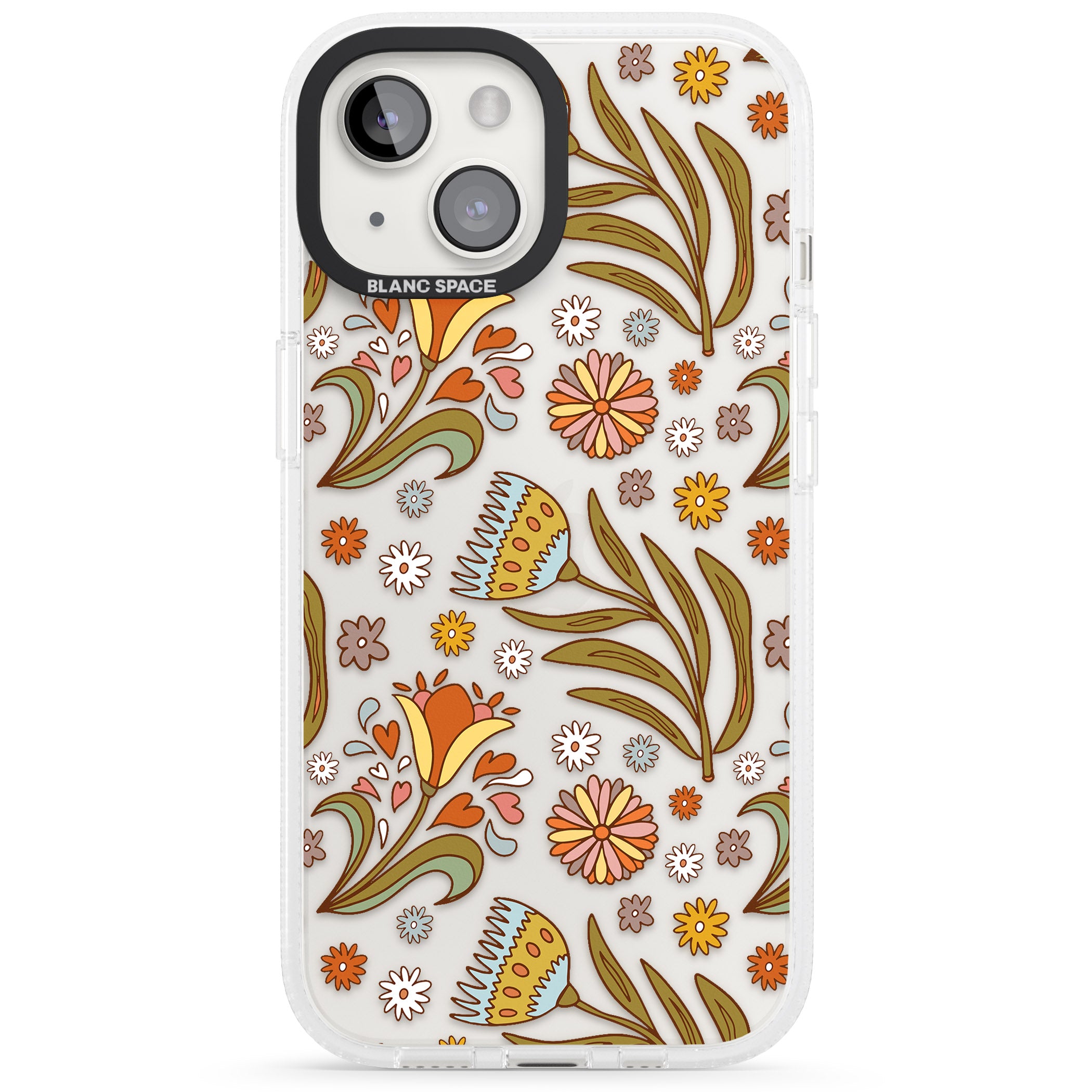 Boho Celestial Wildflower iPhone 15 / 14 / 13 Clear Case Impact Air - Blanc Space