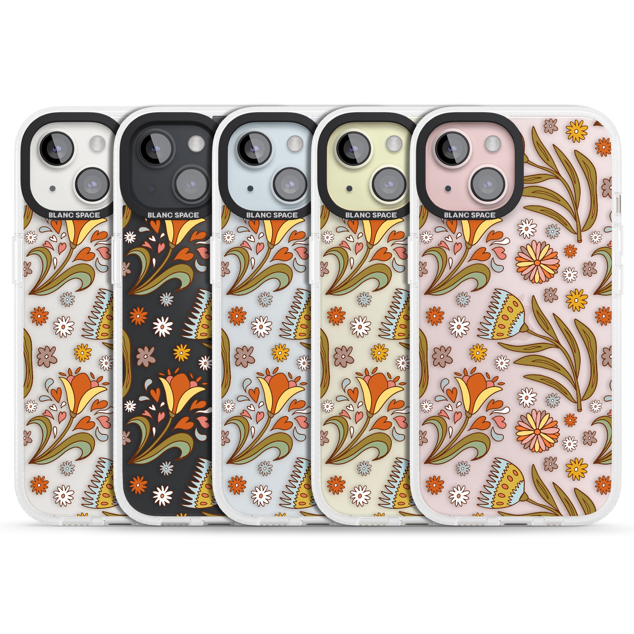 Boho Celestial Wildflower iPhone 15 / 14 / 13 Clear Case Impact Air - Blanc Space