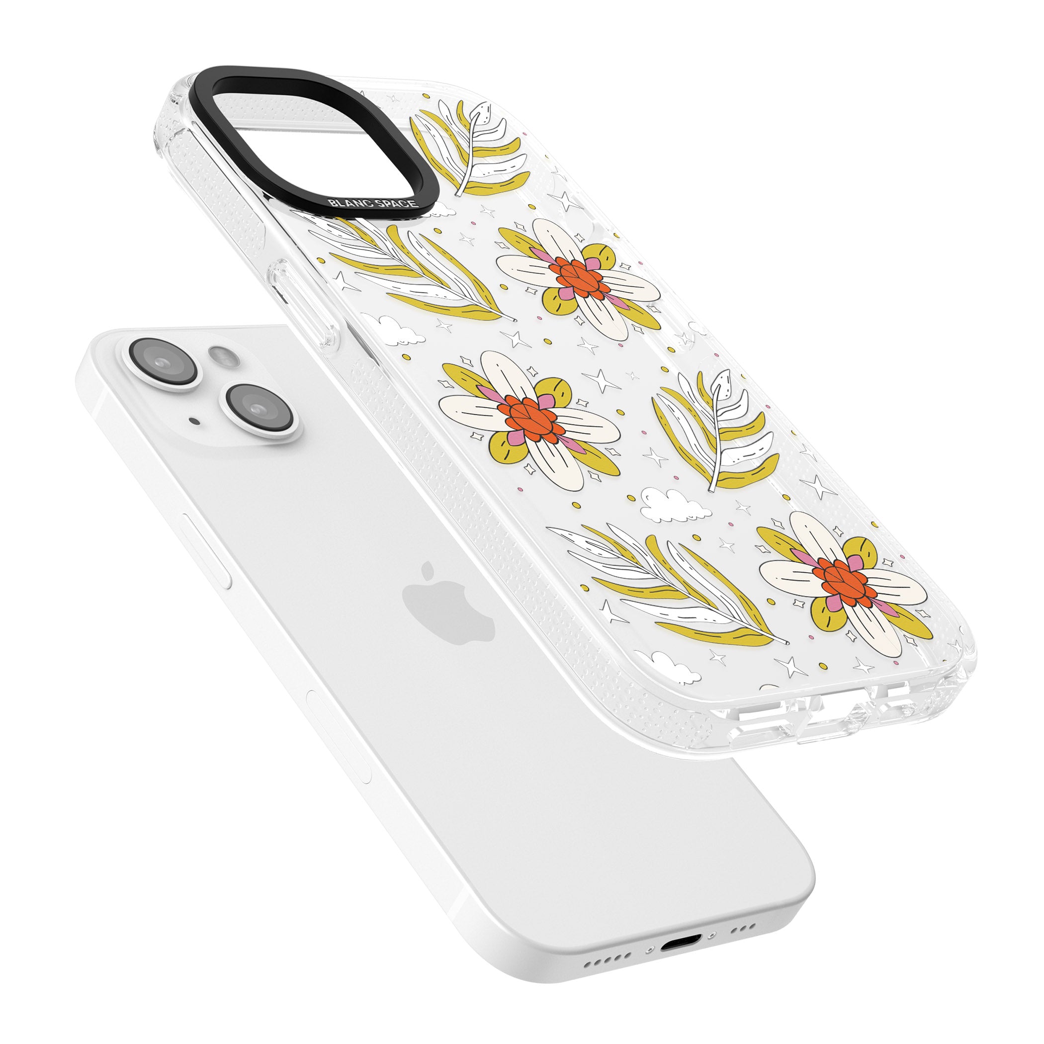 Boho Celestial Floral Dream iPhone 15 / 14 / 13 Clear Case Impact Air - Blanc Space