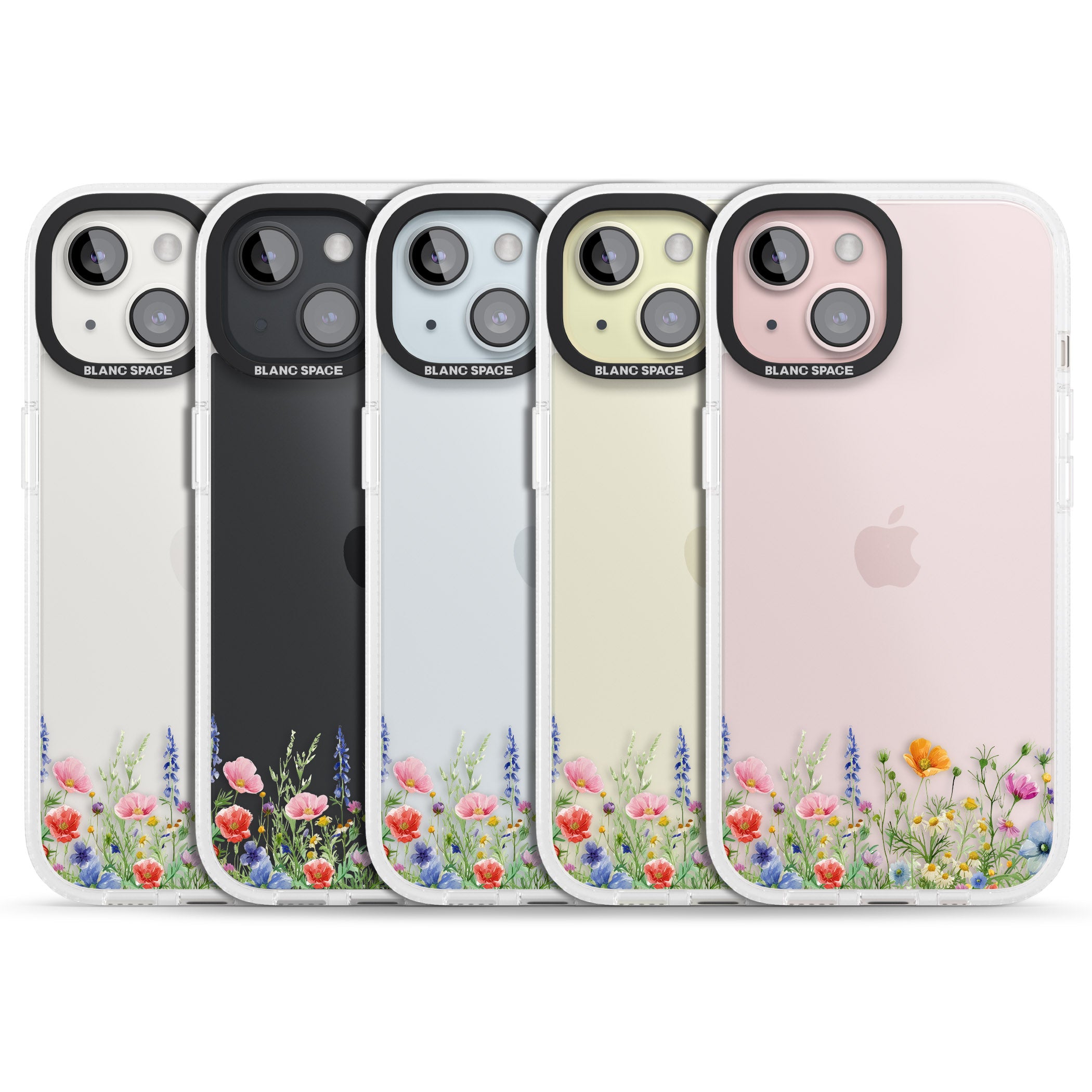 Minimal Wildflowers iPhone 15 / 14 / 13 Clear Case Impact Air - Blanc Space