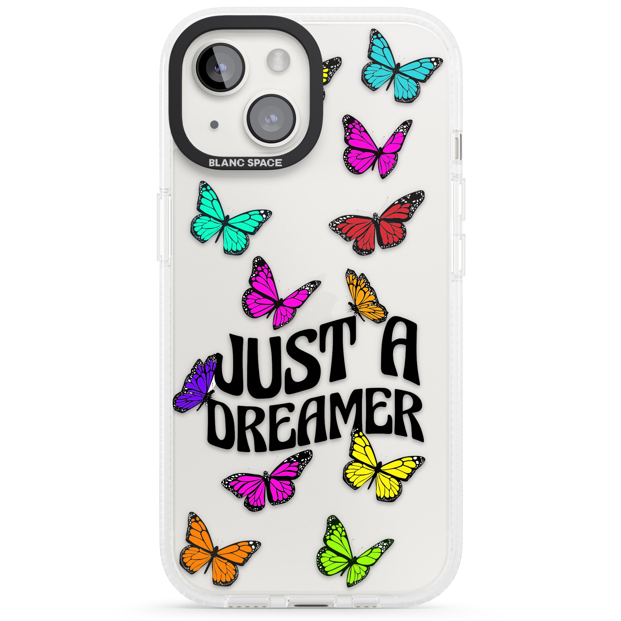 Just a Dreamer Butterfly iPhone 15 / 14 / 13 Clear Case Impact Air - Blanc Space