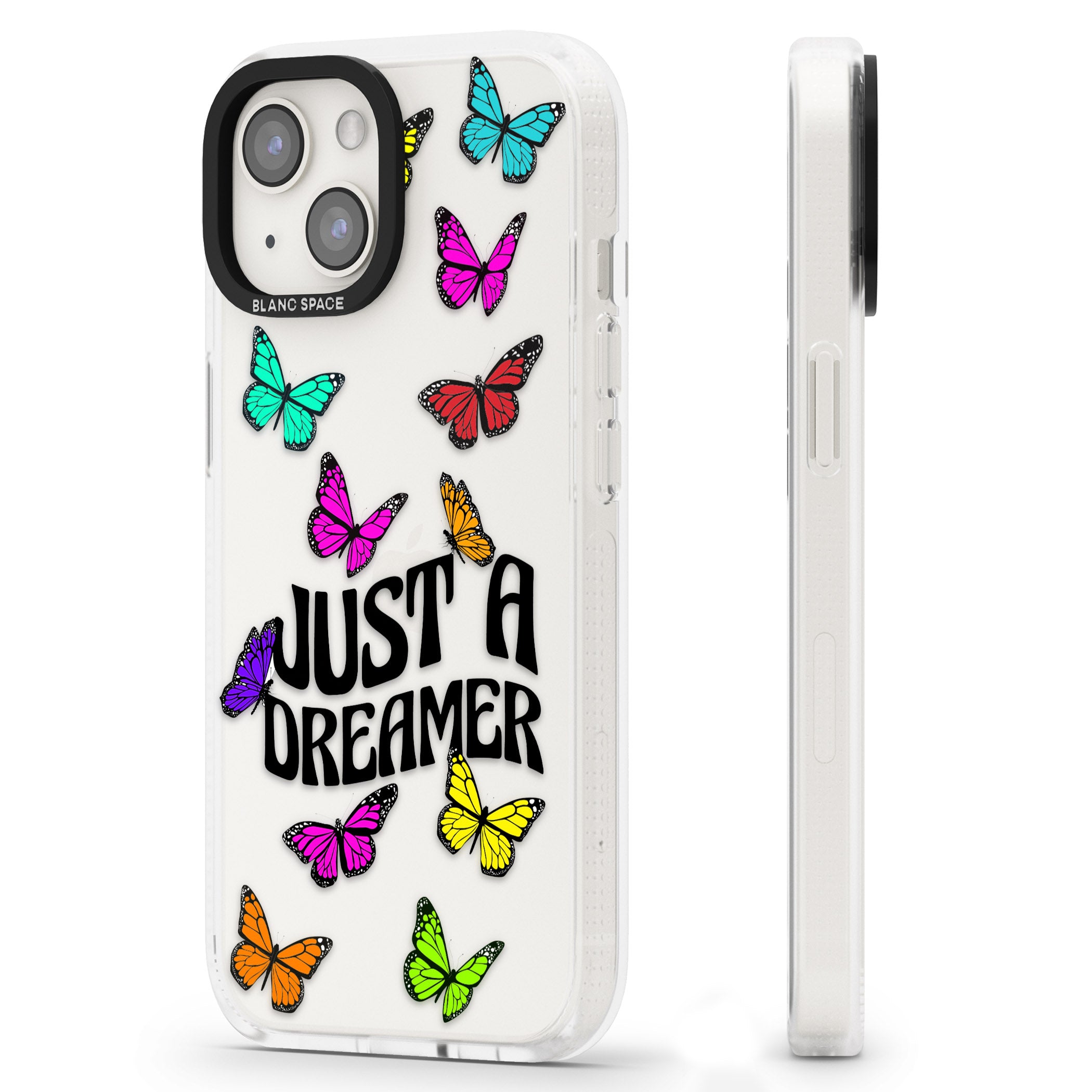 Just a Dreamer Butterfly iPhone 15 / 14 / 13 Clear Case Impact Air - Blanc Space