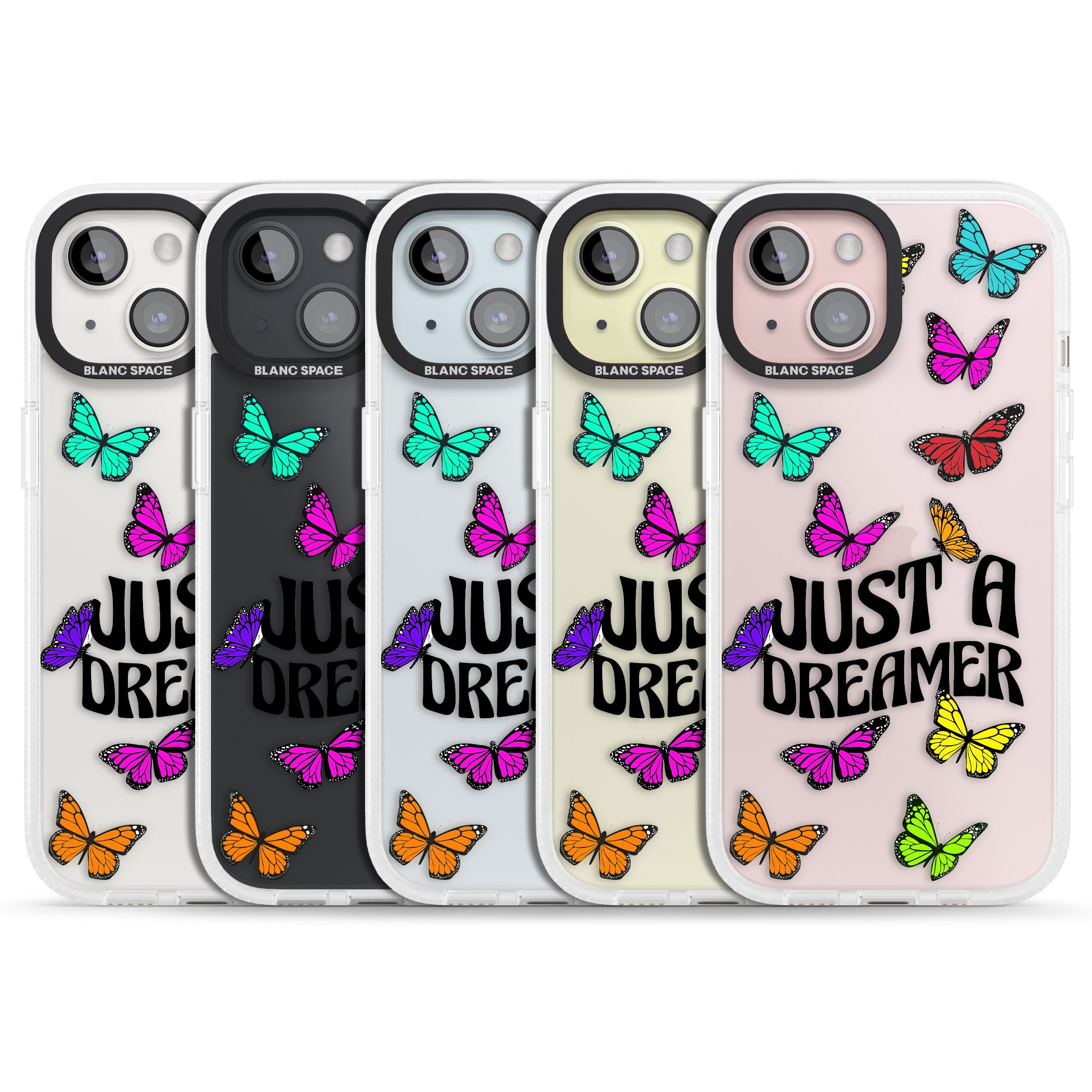 Just a Dreamer Butterfly iPhone 15 / 14 / 13 Clear Case Impact Air - Blanc Space