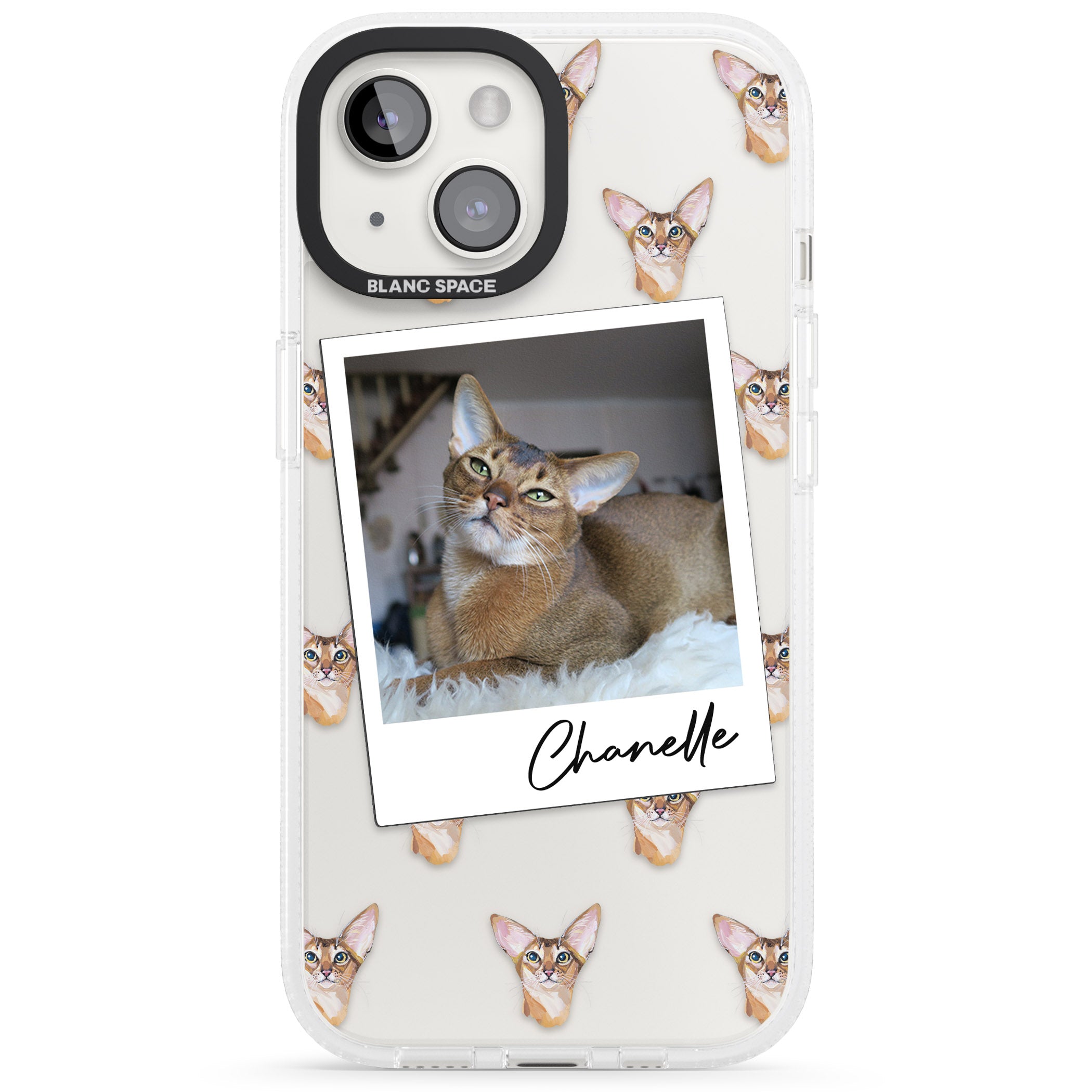 Personalised Abyssinian Cat Photo iPhone 15 / 14 / 13 Clear Case Impact Air - Blanc Space