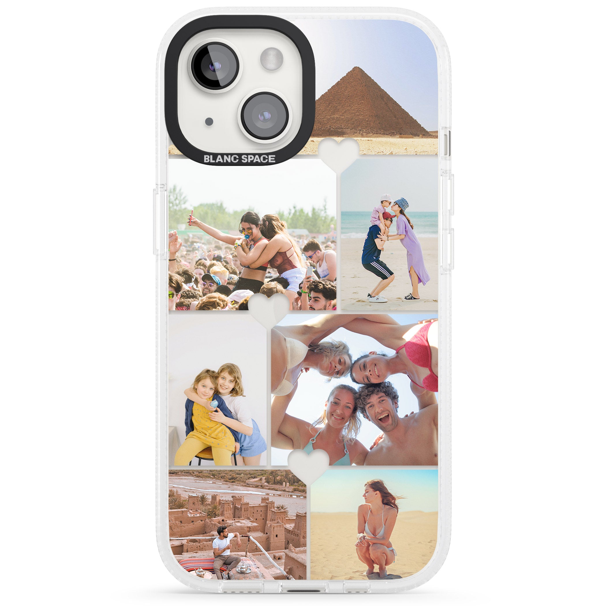 Personalised Heart Photo Grid iPhone 15 / 14 / 13 Clear Case Impact Air - Blanc Space