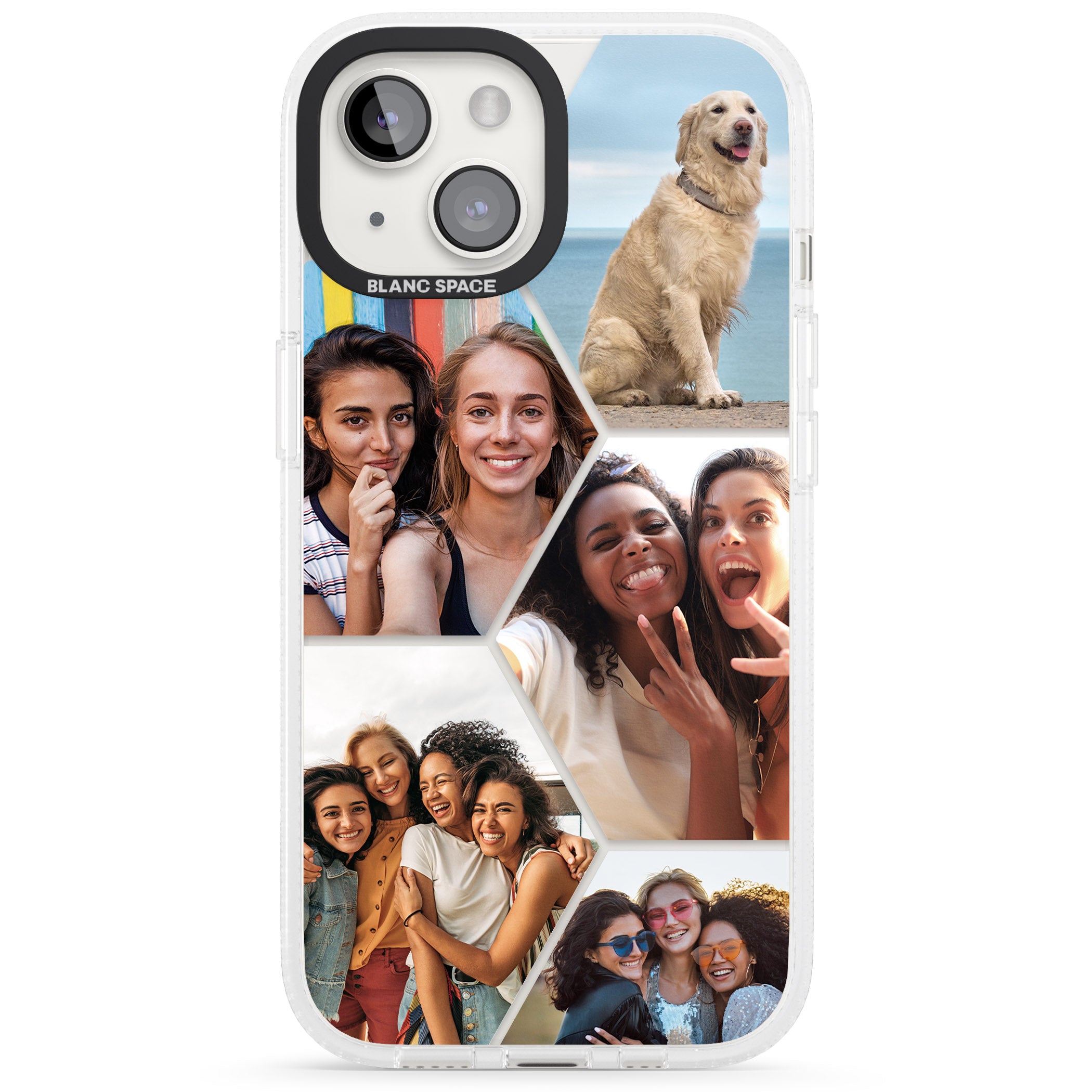 Personalised Beehive Photo Grid iPhone 15 / 14 / 13 Clear Case Impact Air - Blanc Space