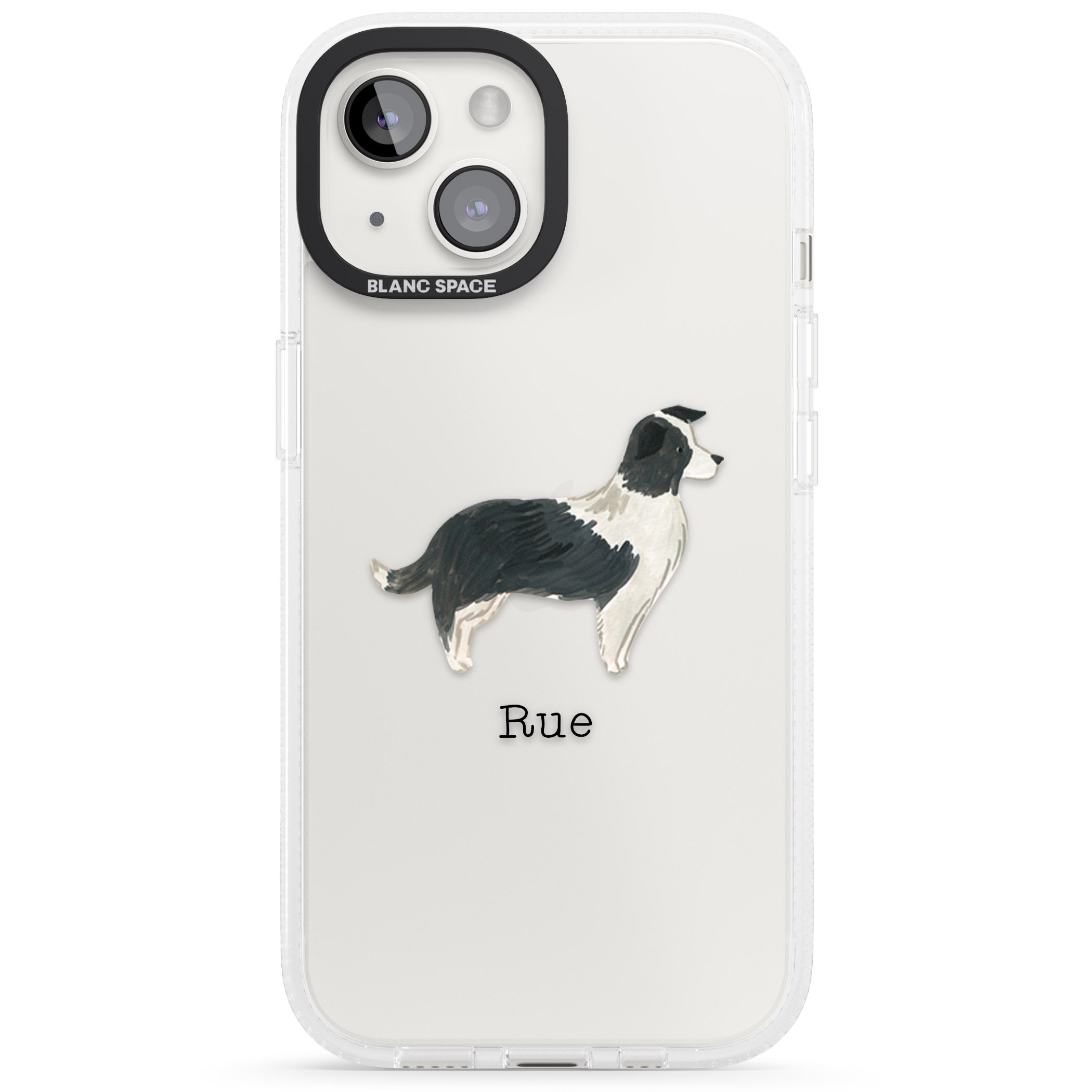 Personalised Border Collie iPhone 15 / 14 / 13 Clear Case Impact Air - Blanc Space