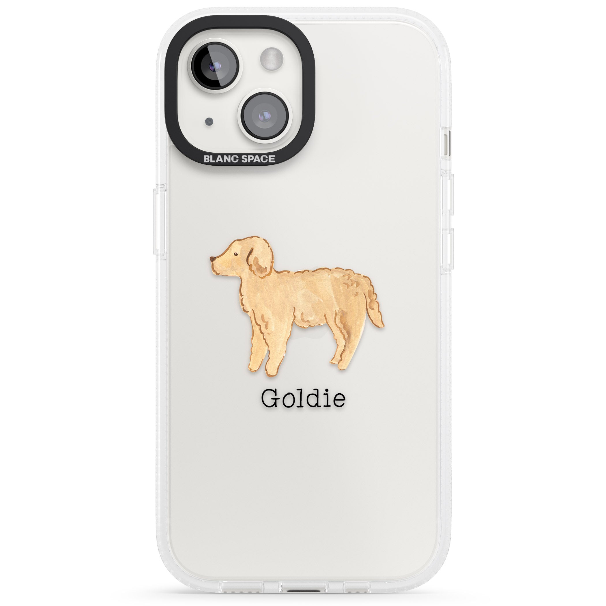 Personalised Hand Painted Goldendoodle iPhone 15 / 14 / 13 Clear Case Impact Air - Blanc Space