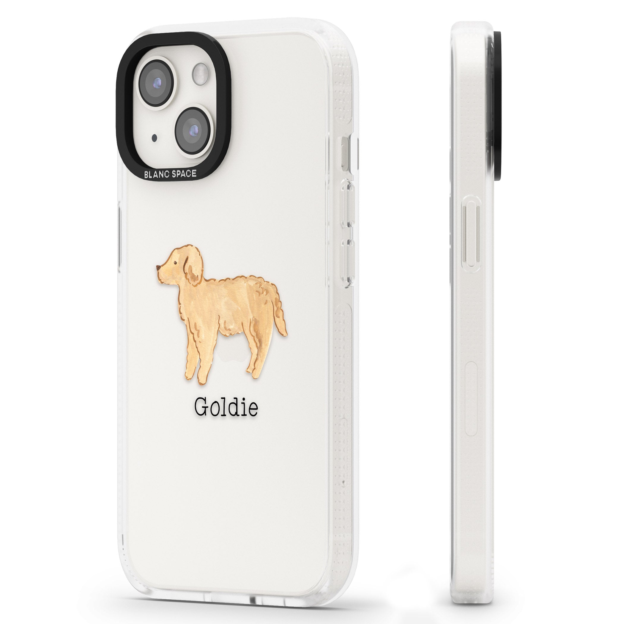 Personalised Hand Painted Goldendoodle iPhone 15 / 14 / 13 Clear Case Impact Air - Blanc Space