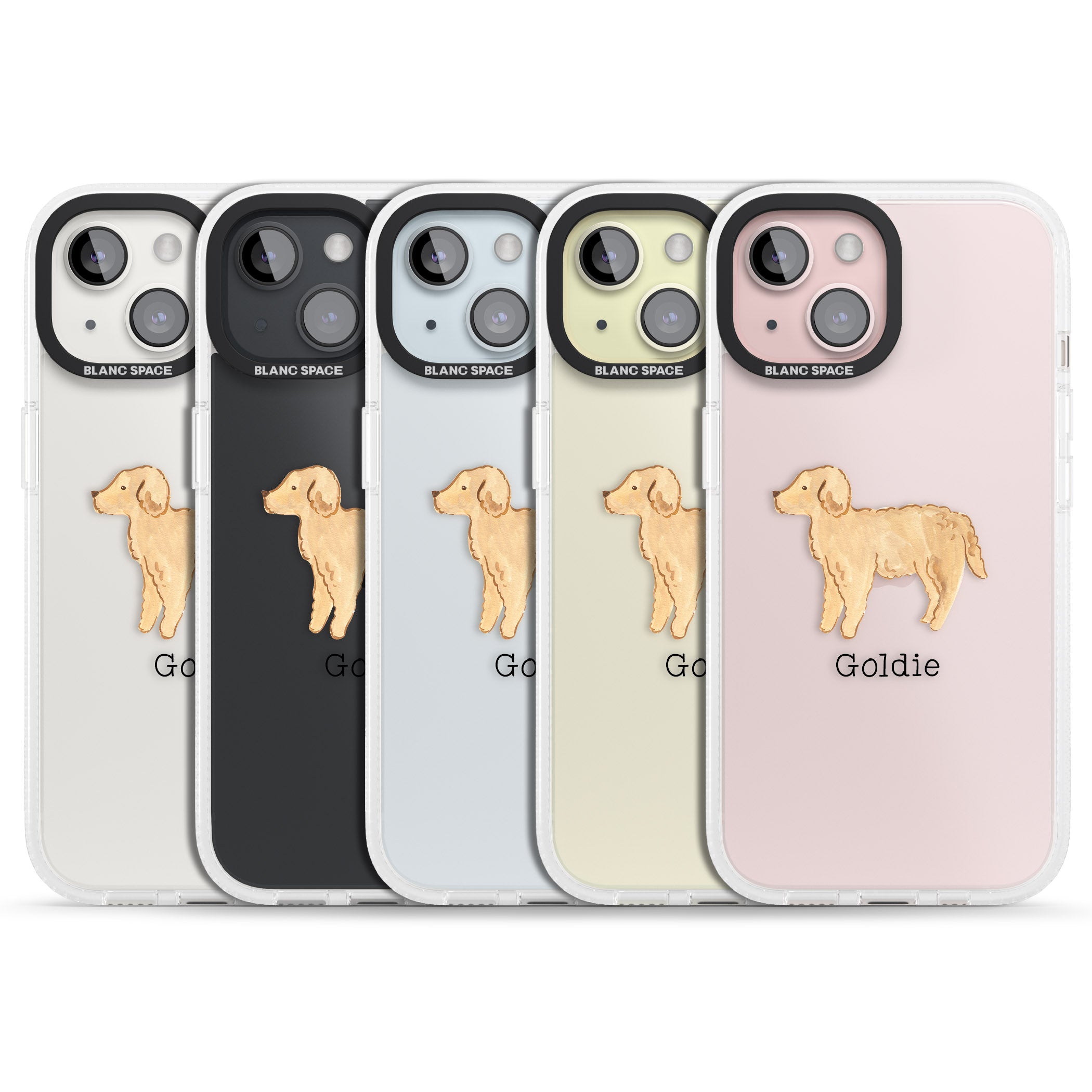 Personalised Hand Painted Goldendoodle iPhone 15 / 14 / 13 Clear Case Impact Air - Blanc Space