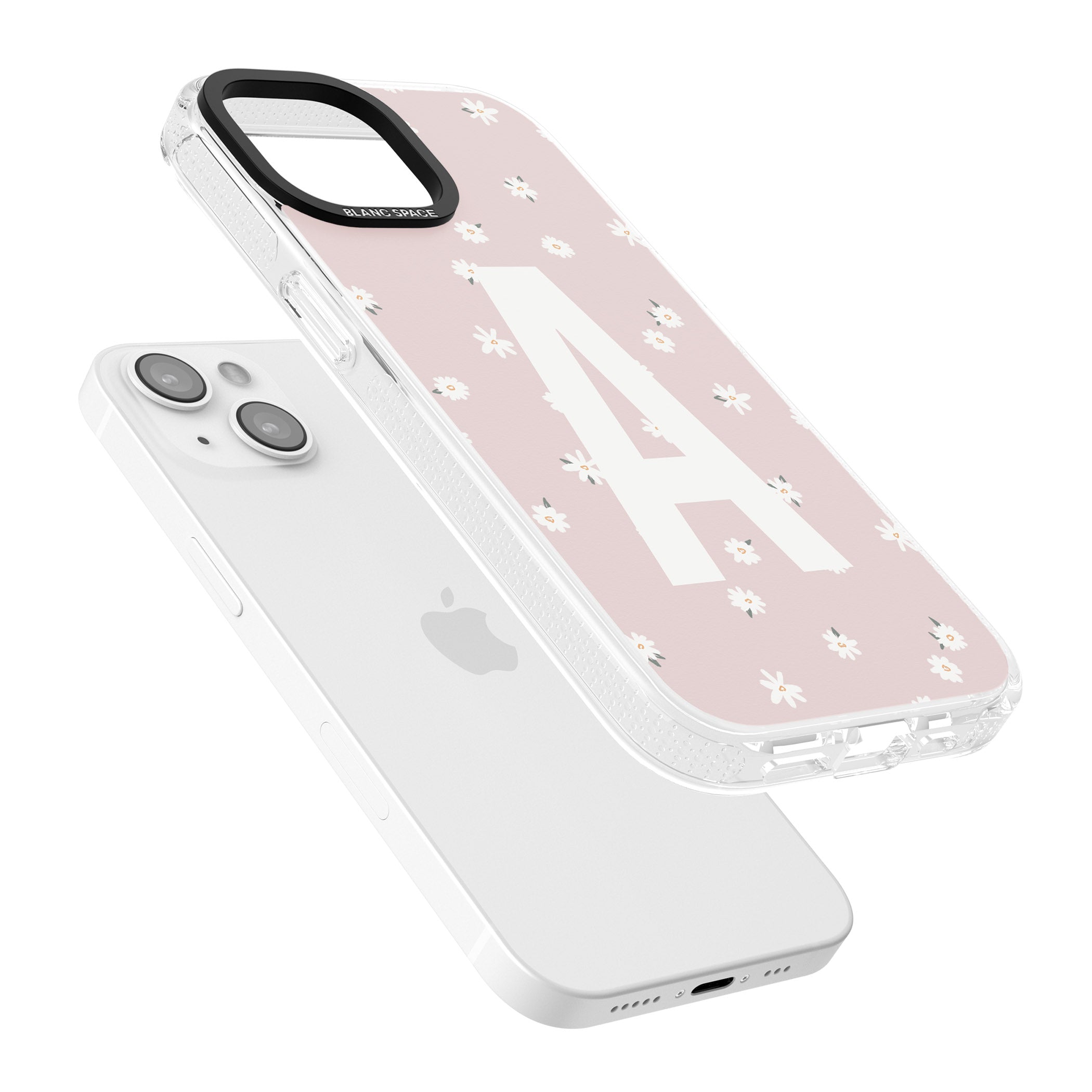 Personalised Pink Daisy Personalised iPhone 15 / 14 / 13 Clear Case Impact Air - Blanc Space