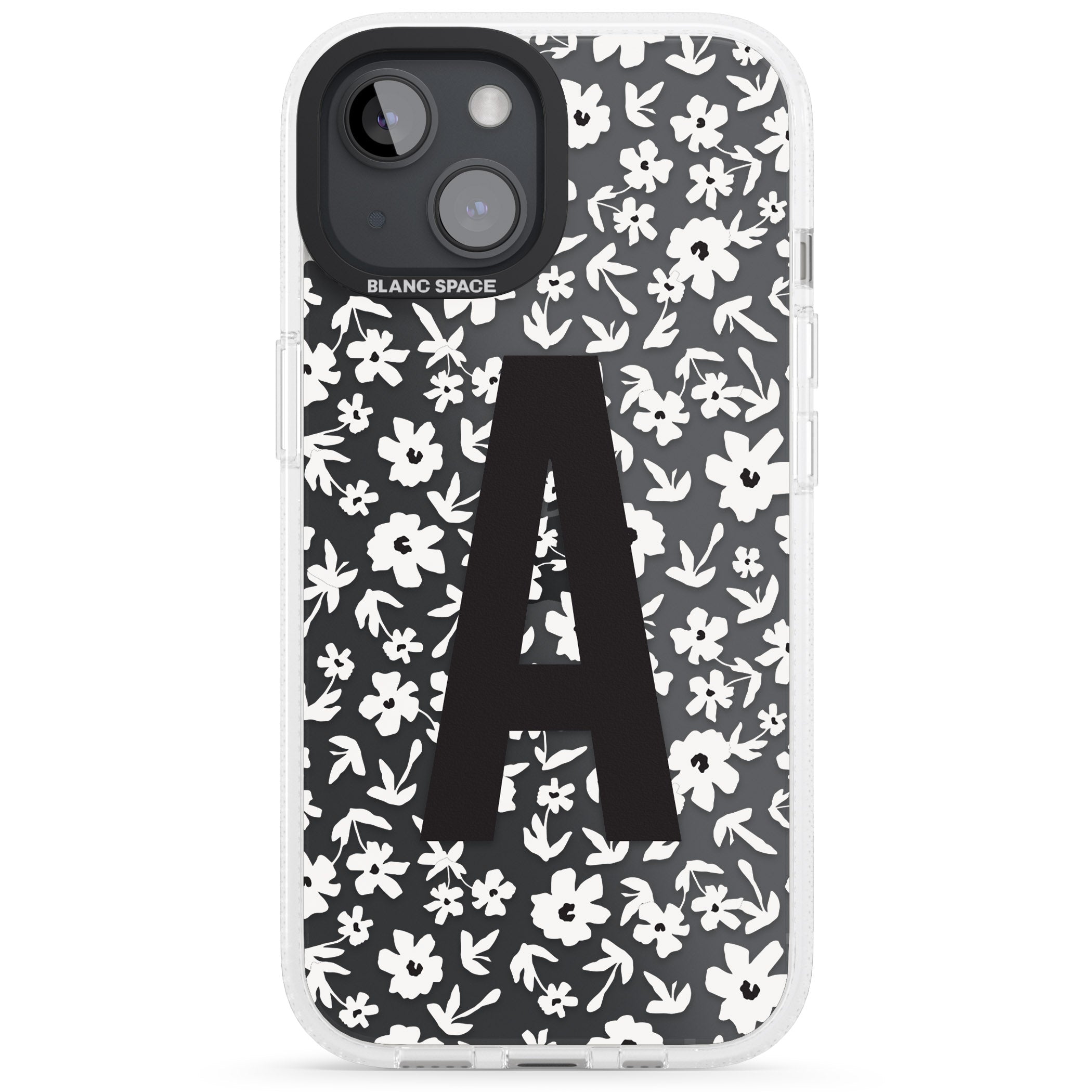 Personalised Floral Pattern Personalised iPhone 15 / 14 / 13 Clear Case Impact Air - Blanc Space