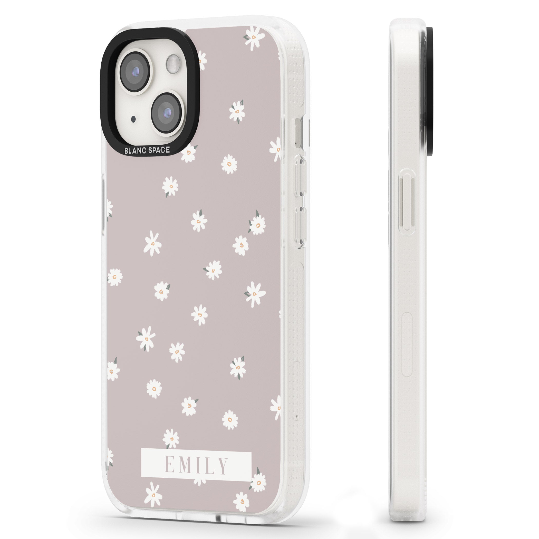 Personalised Dusty Rose Personalised iPhone 15 / 14 / 13 Clear Case Impact Air - Blanc Space