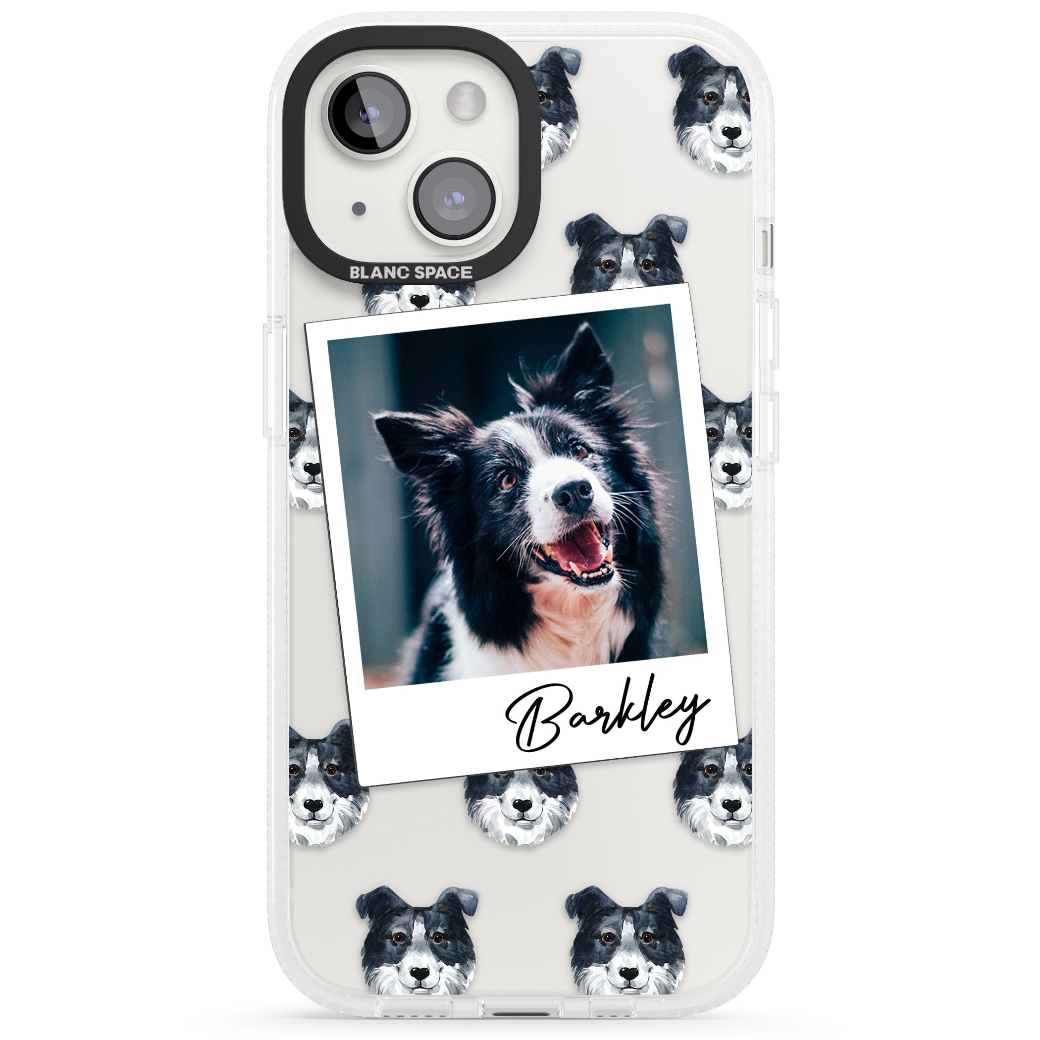 Personalised Border Collie - Dog Photo iPhone 15 / 14 / 13 Clear Case Impact Air - Blanc Space