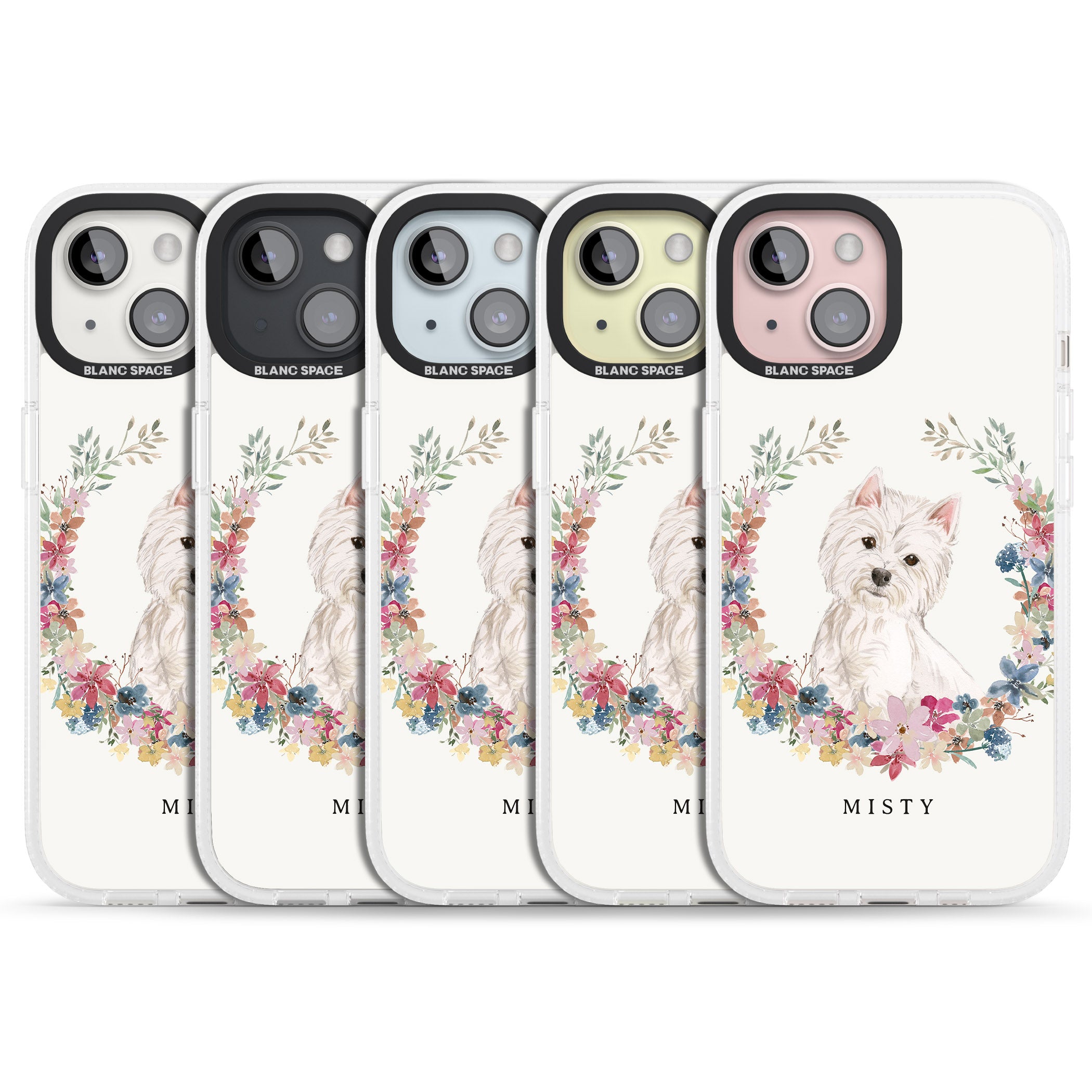 Personalised Westie Watercolour Dog Portrait iPhone 15 / 14 / 13 Clear Case Impact Air - Blanc Space