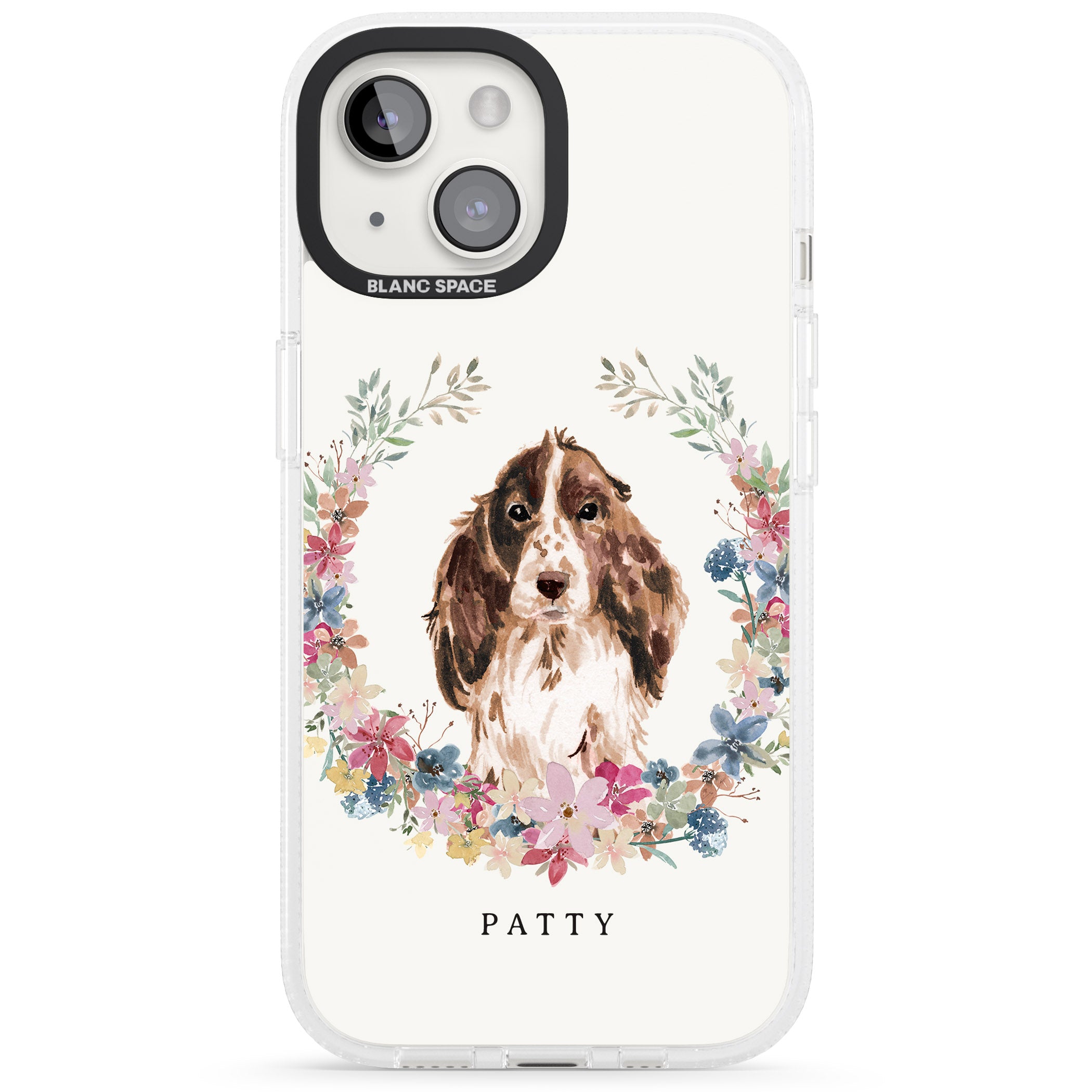 Personalised Brown Cocker Spaniel - Watercolour Dog Portrait iPhone 15 / 14 / 13 Clear Case Impact Air - Blanc Space