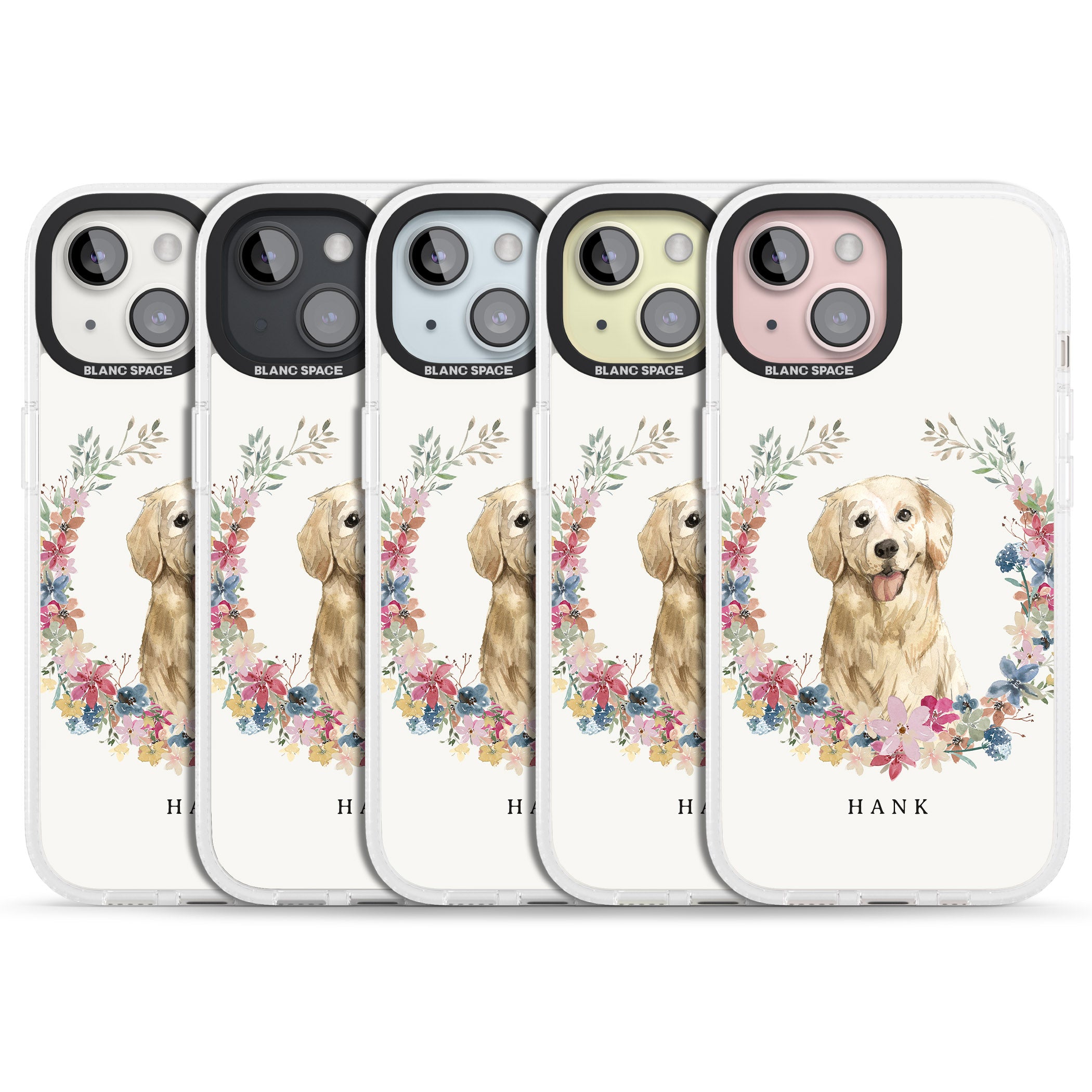 Personalised Golden Retriever - Watercolour Dog Portrait iPhone 15 / 14 / 13 Clear Case Impact Air - Blanc Space