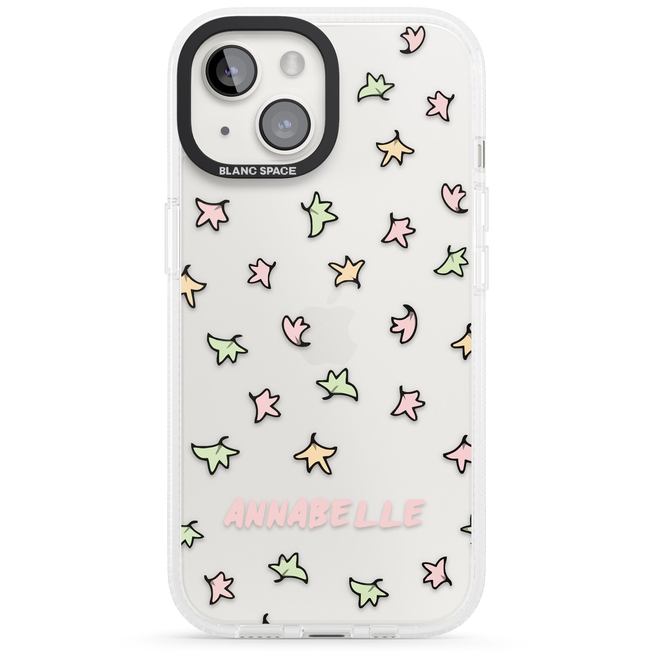 Personalised Heartstopper Leaves Pattern iPhone 15 / 14 / 13 Clear Case Impact Air - Blanc Space