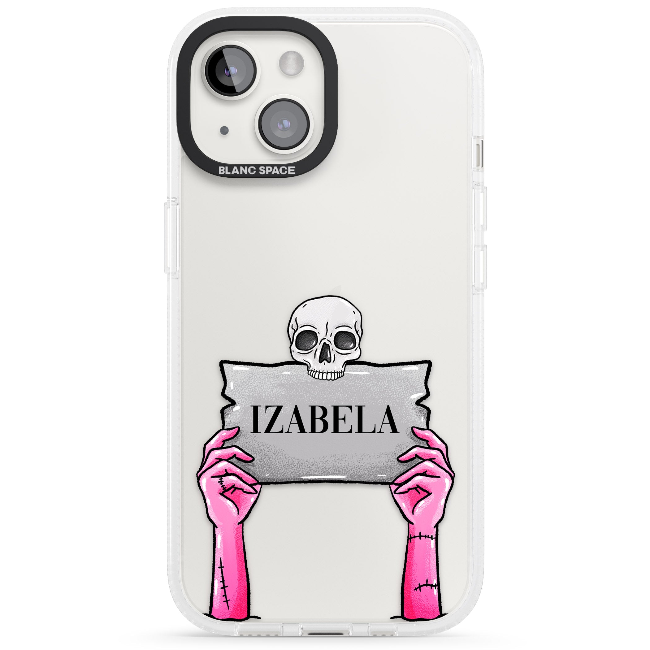 Personalised Grave Plaque iPhone 15 / 14 / 13 Clear Case Impact Air - Blanc Space