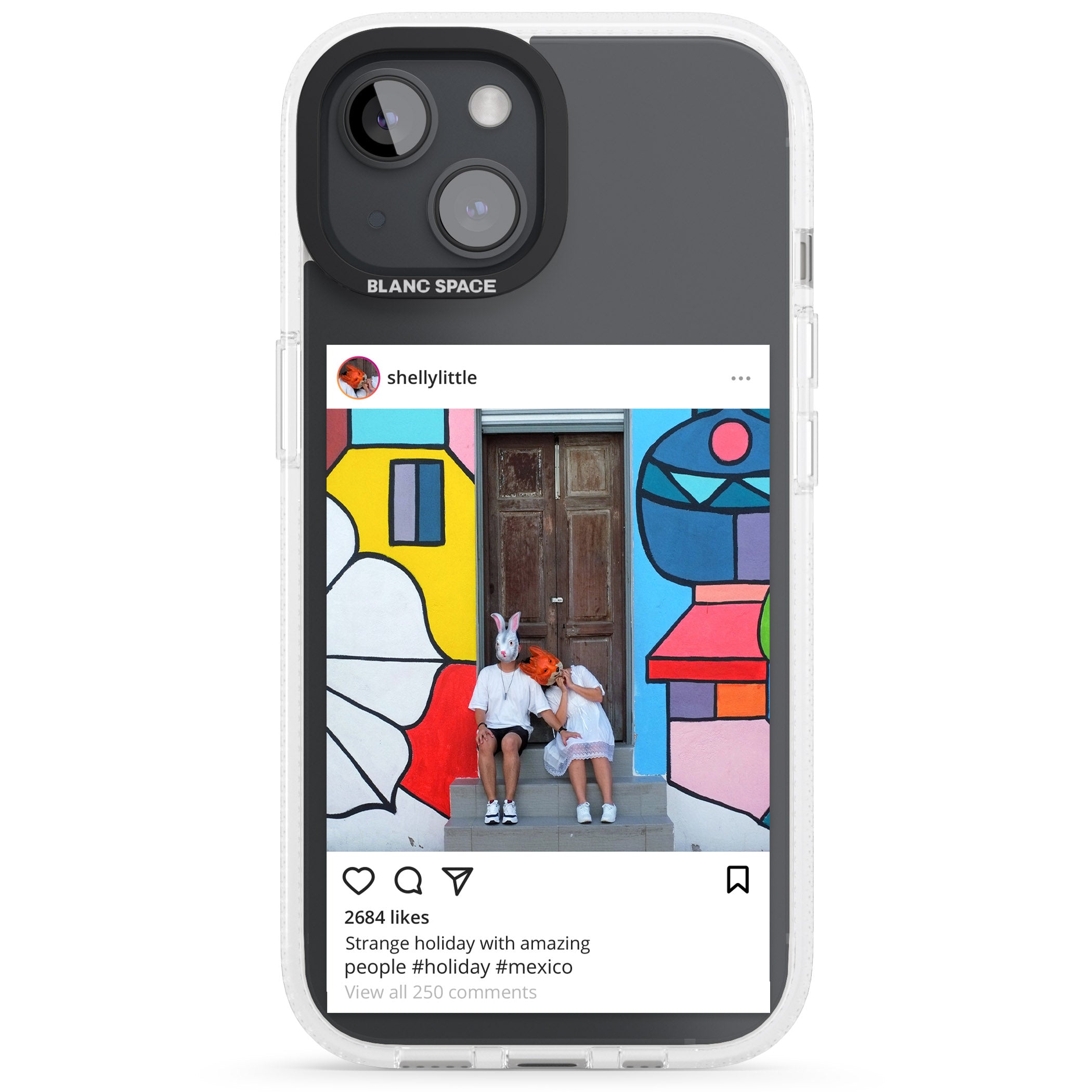 Personalised Instagram iPhone 15 / 14 / 13 Clear Case Impact Air - Blanc Space