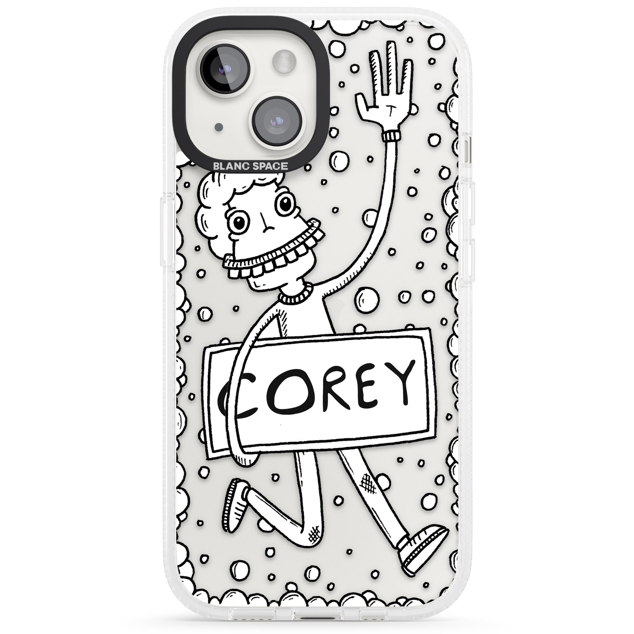 Personalised Banner Boy iPhone 15 / 14 / 13 Clear Case Impact Air - Blanc Space