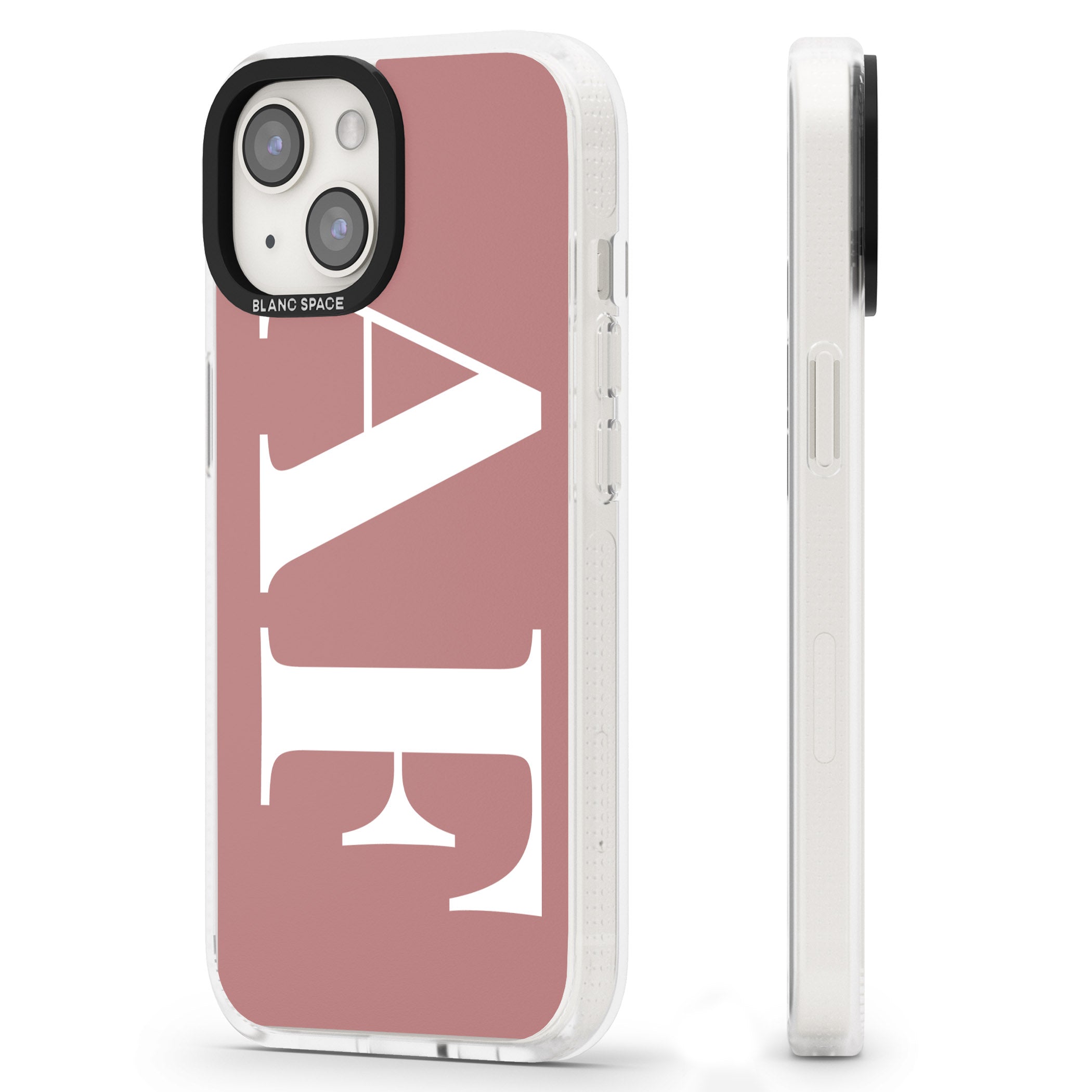 Personalised White & Rose Personalised iPhone 15 / 14 / 13 Clear Case Impact Air - Blanc Space