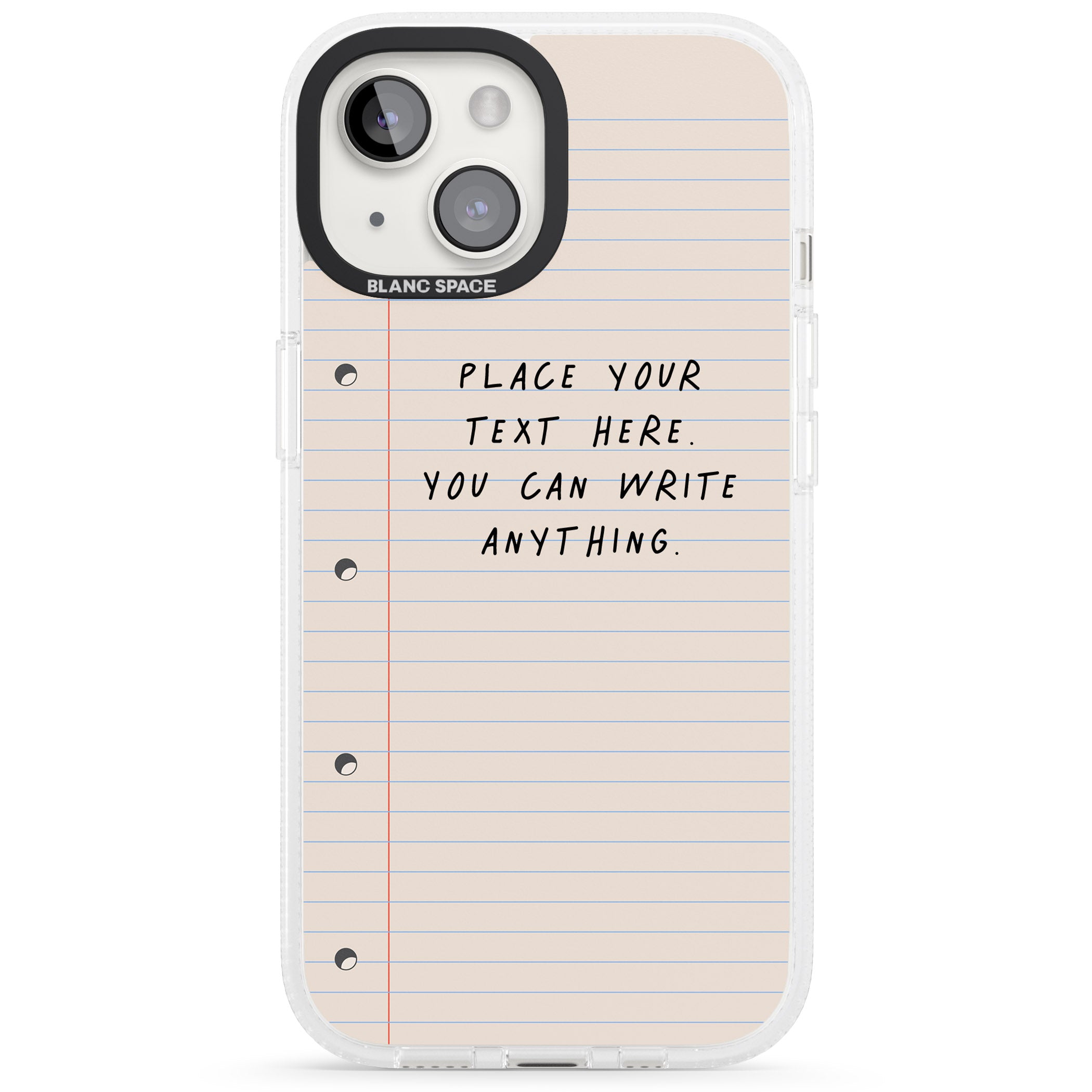 Personalised School Paper iPhone 15 / 14 / 13 Clear Case Impact Air - Blanc Space