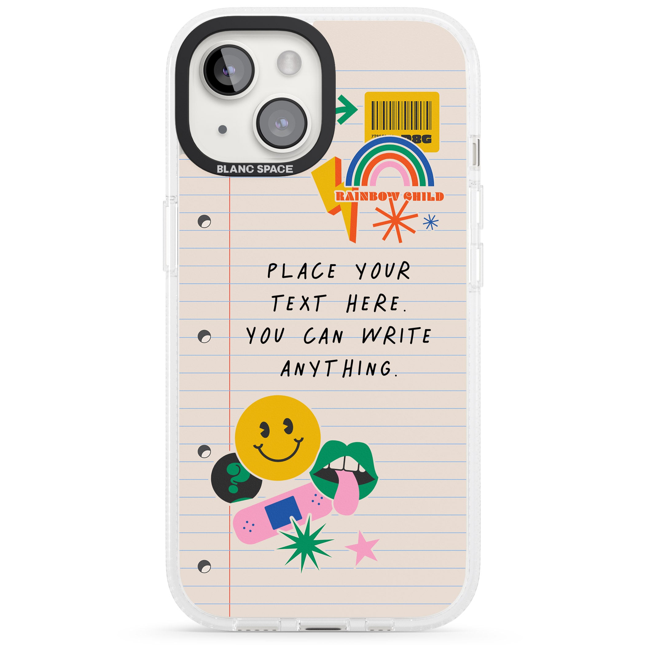 Personalised Nostalgia Sticker Mix #1 iPhone 15 / 14 / 13 Clear Case Impact Air - Blanc Space