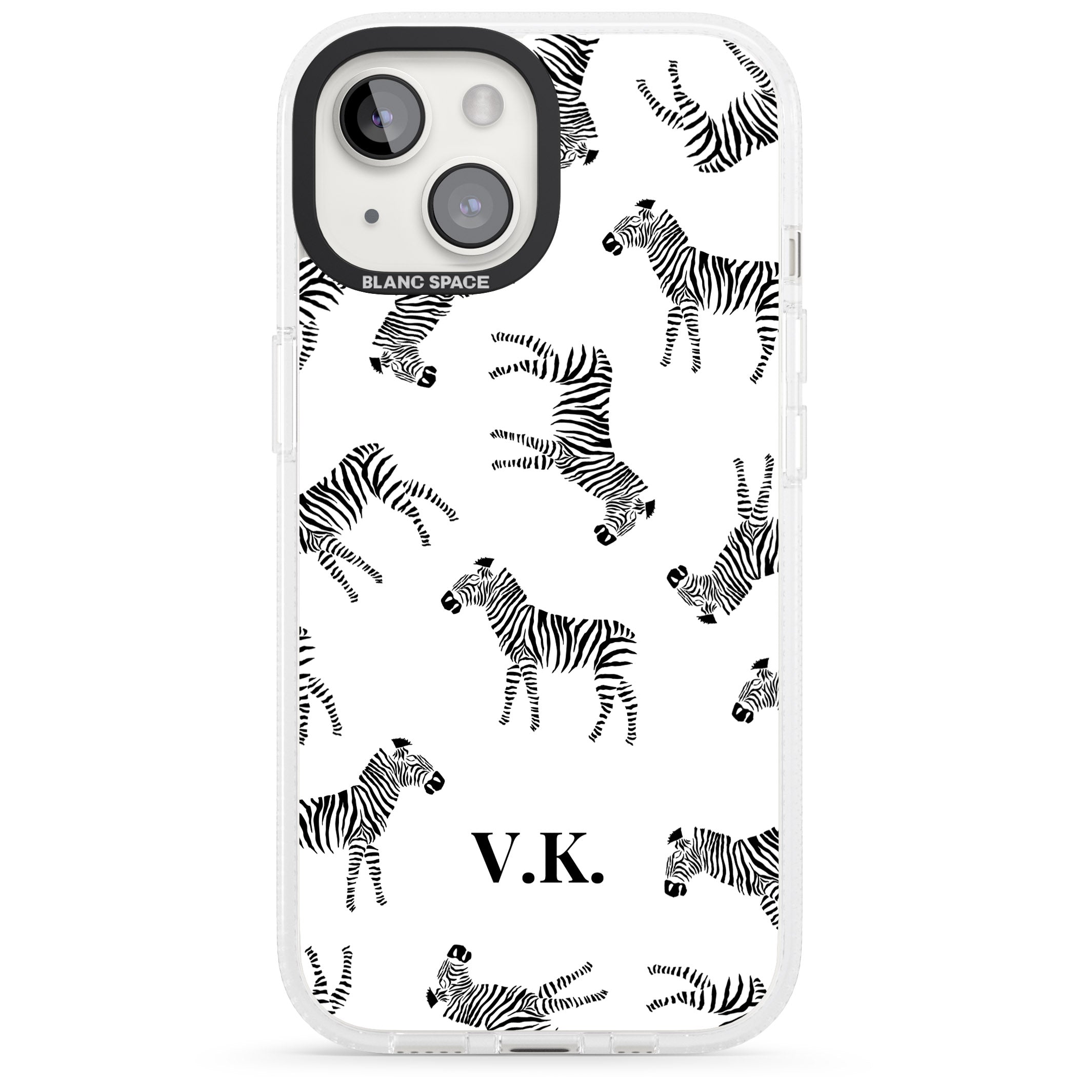 Personalised Zebra Pattern iPhone 15 / 14 / 13 Clear Case Impact Air - Blanc Space