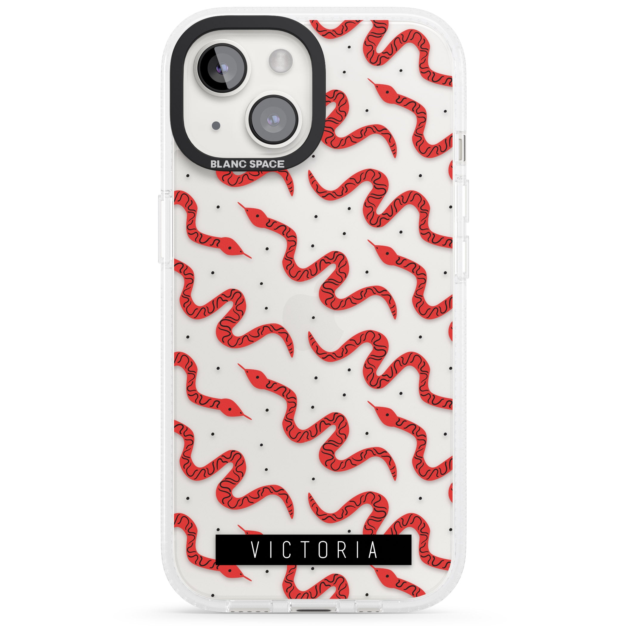 Personalised Snake Pattern iPhone 15 / 14 / 13 Clear Case Impact Air - Blanc Space