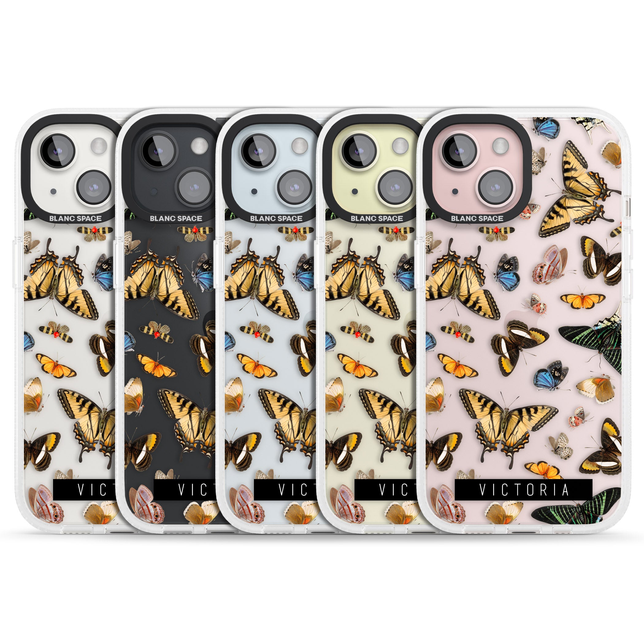 Personalised Photorealistic Butterfly iPhone 15 / 14 / 13 Clear Case Impact Air - Blanc Space