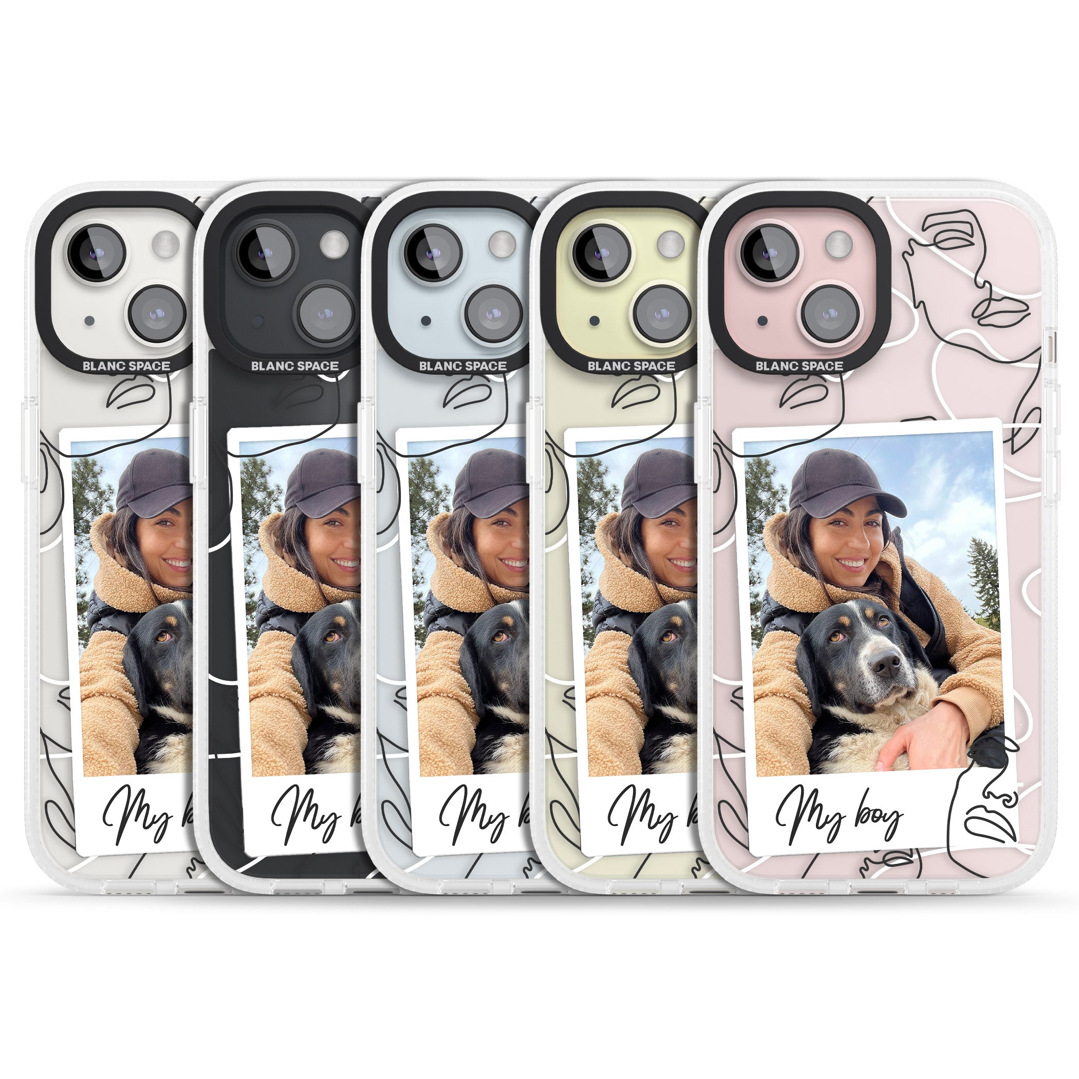 Personalised Abstract Faces Instant Photo iPhone 15 / 14 / 13 Clear Case Impact Air - Blanc Space