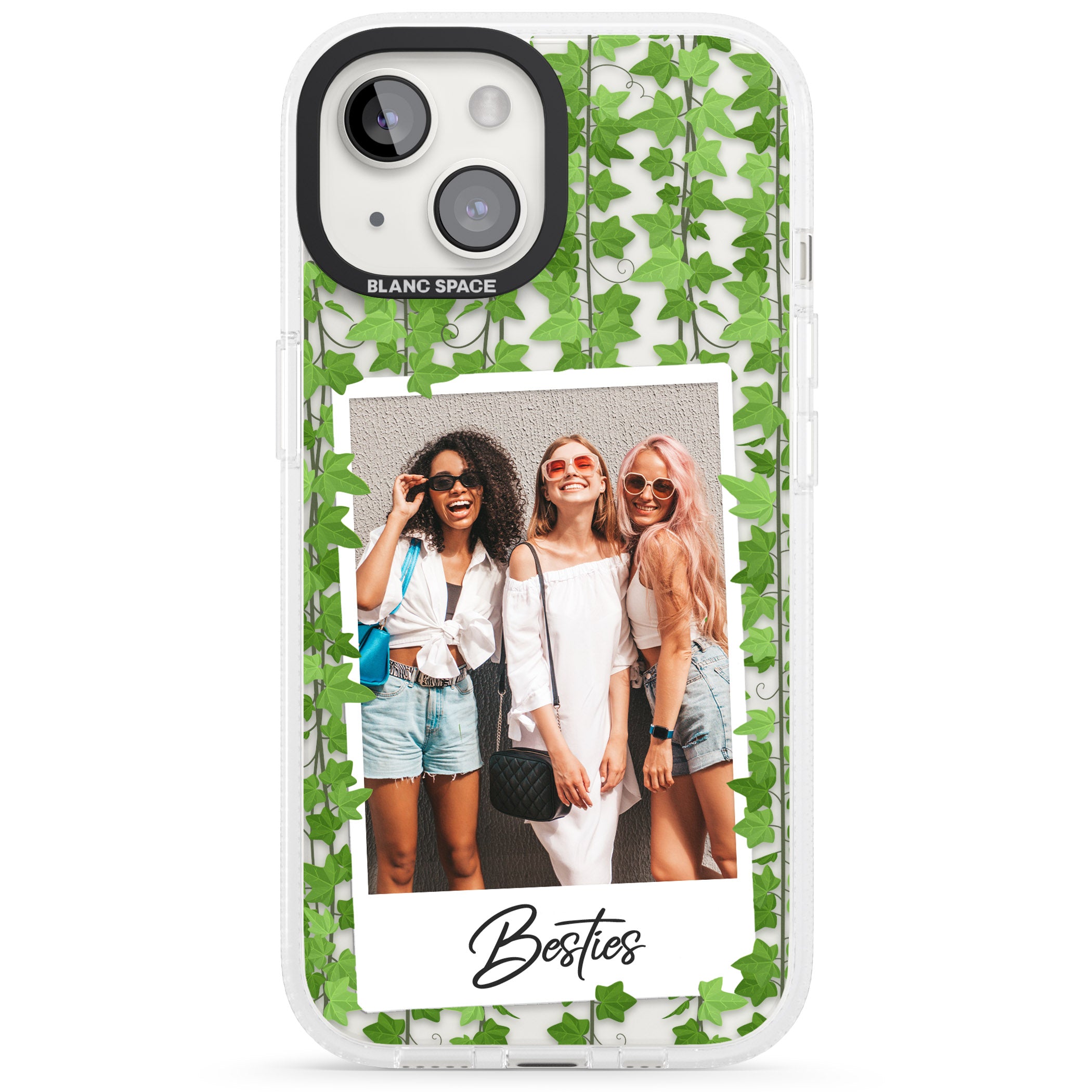 Personalised Ivy Vine Instant Photo iPhone 15 / 14 / 13 Clear Case Impact Air - Blanc Space
