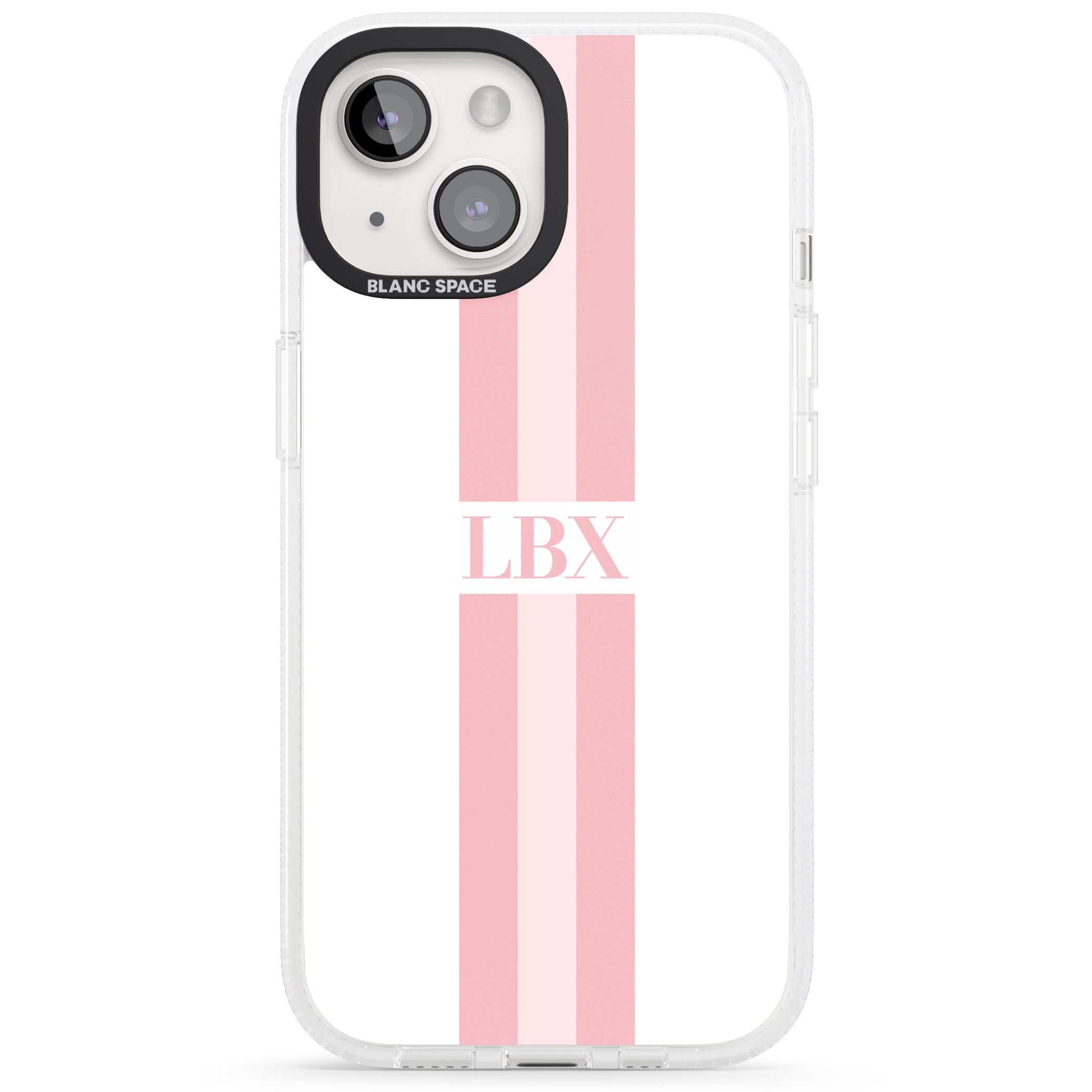Personalised Minimal Pink Stripes iPhone 15 / 14 / 13 Clear Case Impact Air - Blanc Space