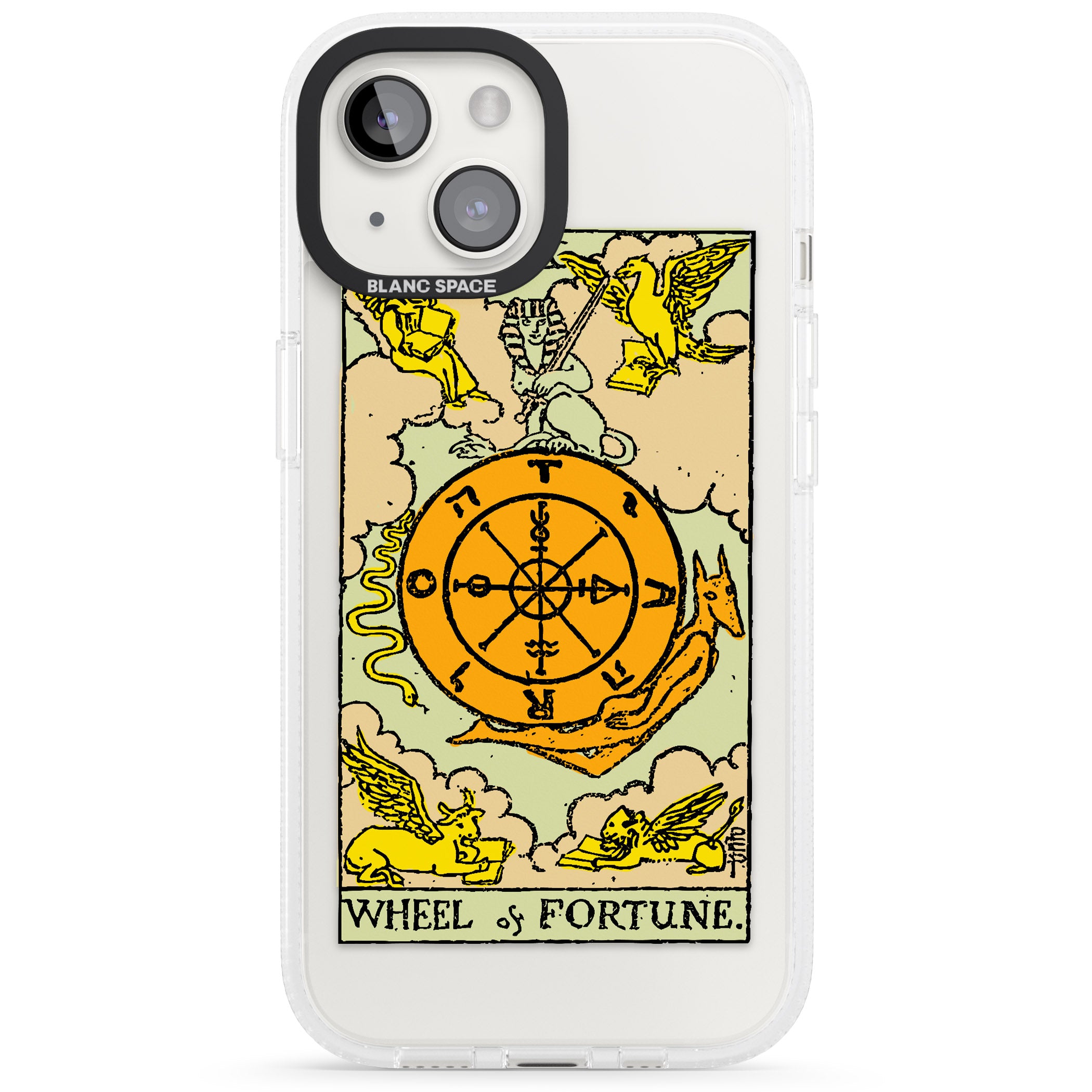 Personalised Wheel of Fortune Tarot Card - Colour iPhone 15 / 14 / 13 Clear Case Impact Air - Blanc Space