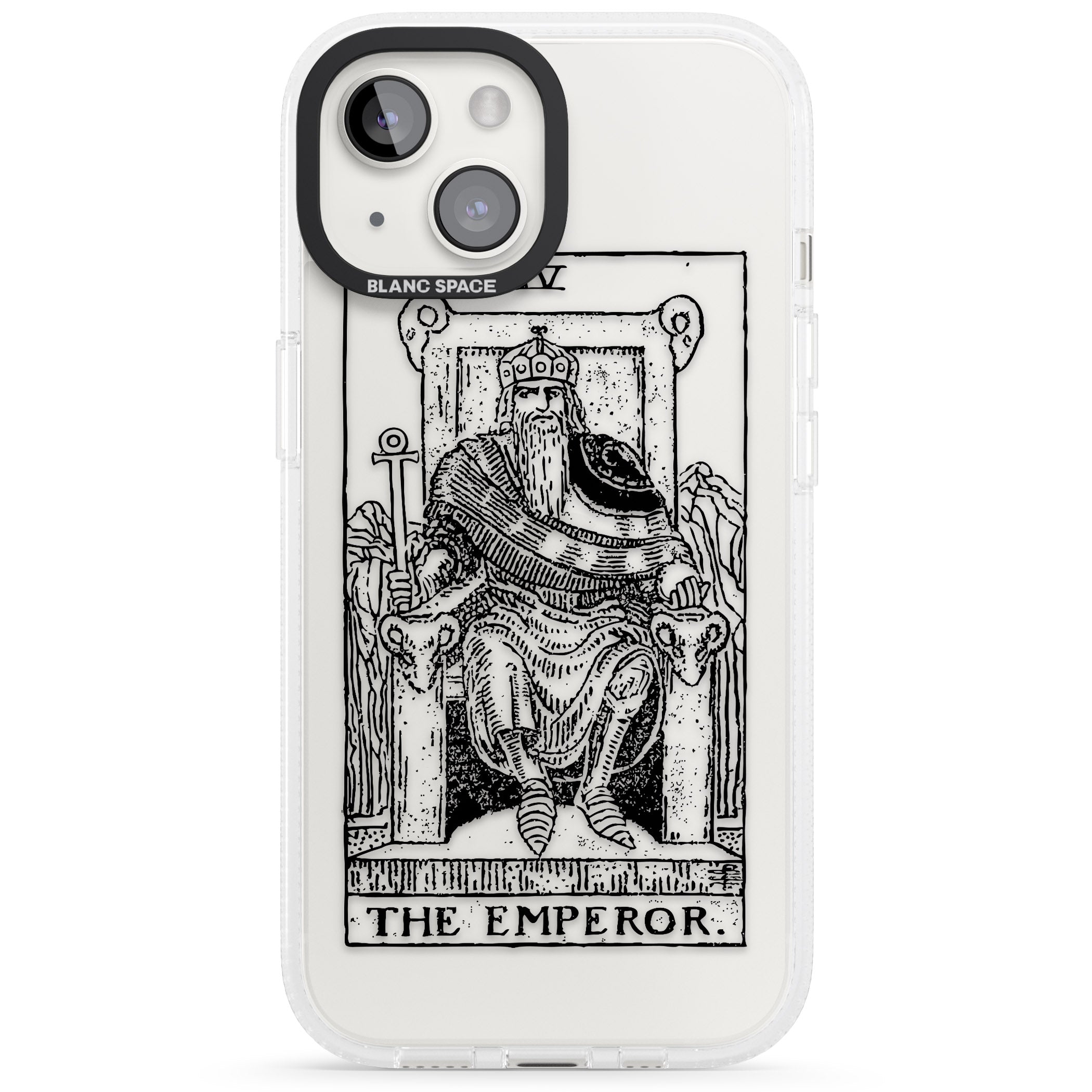 Personalised The Emperor Tarot Card - Transparent iPhone 15 / 14 / 13 Clear Case Impact Air - Blanc Space