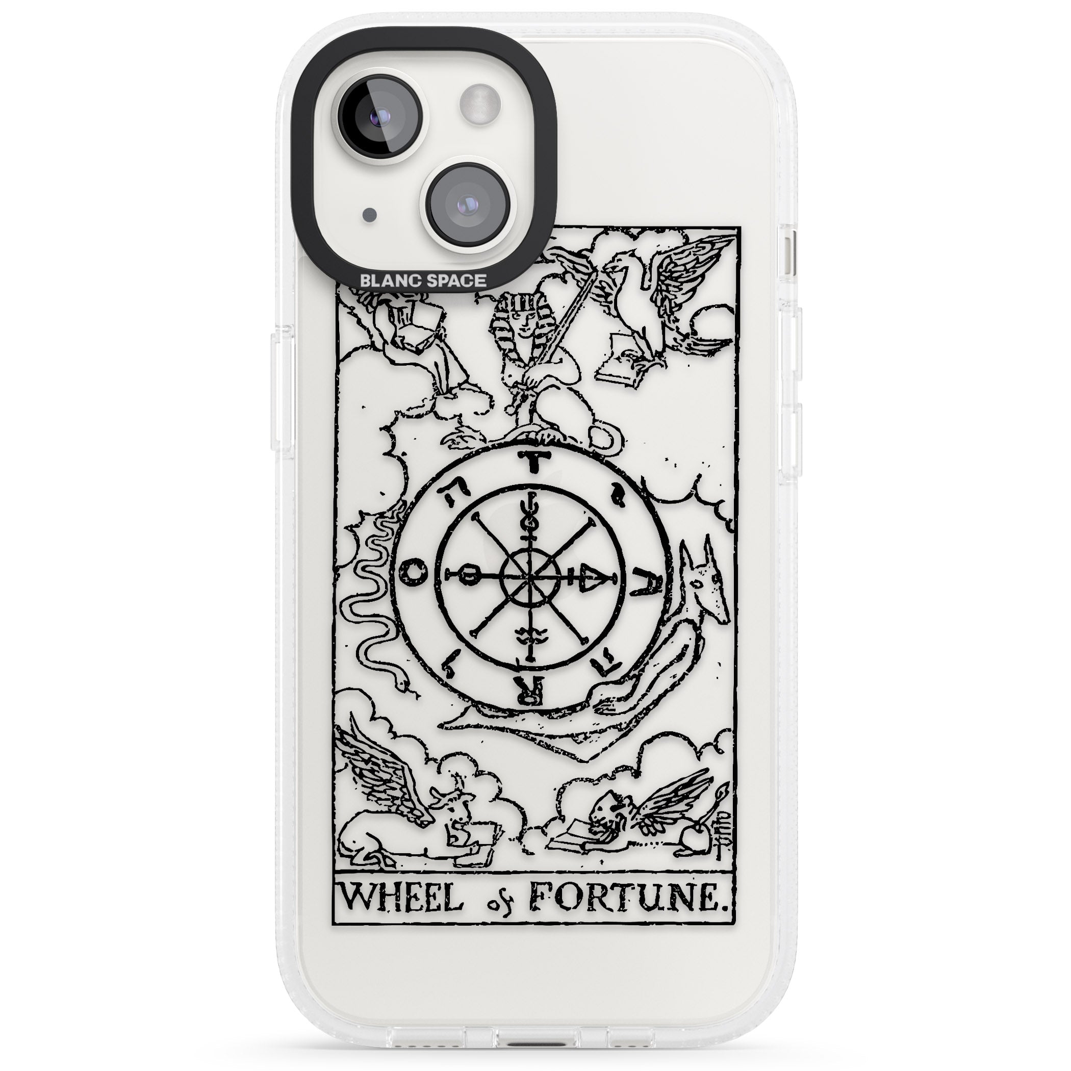 Personalised Wheel of Fortune Tarot Card - Transparent iPhone 15 / 14 / 13 Clear Case Impact Air - Blanc Space