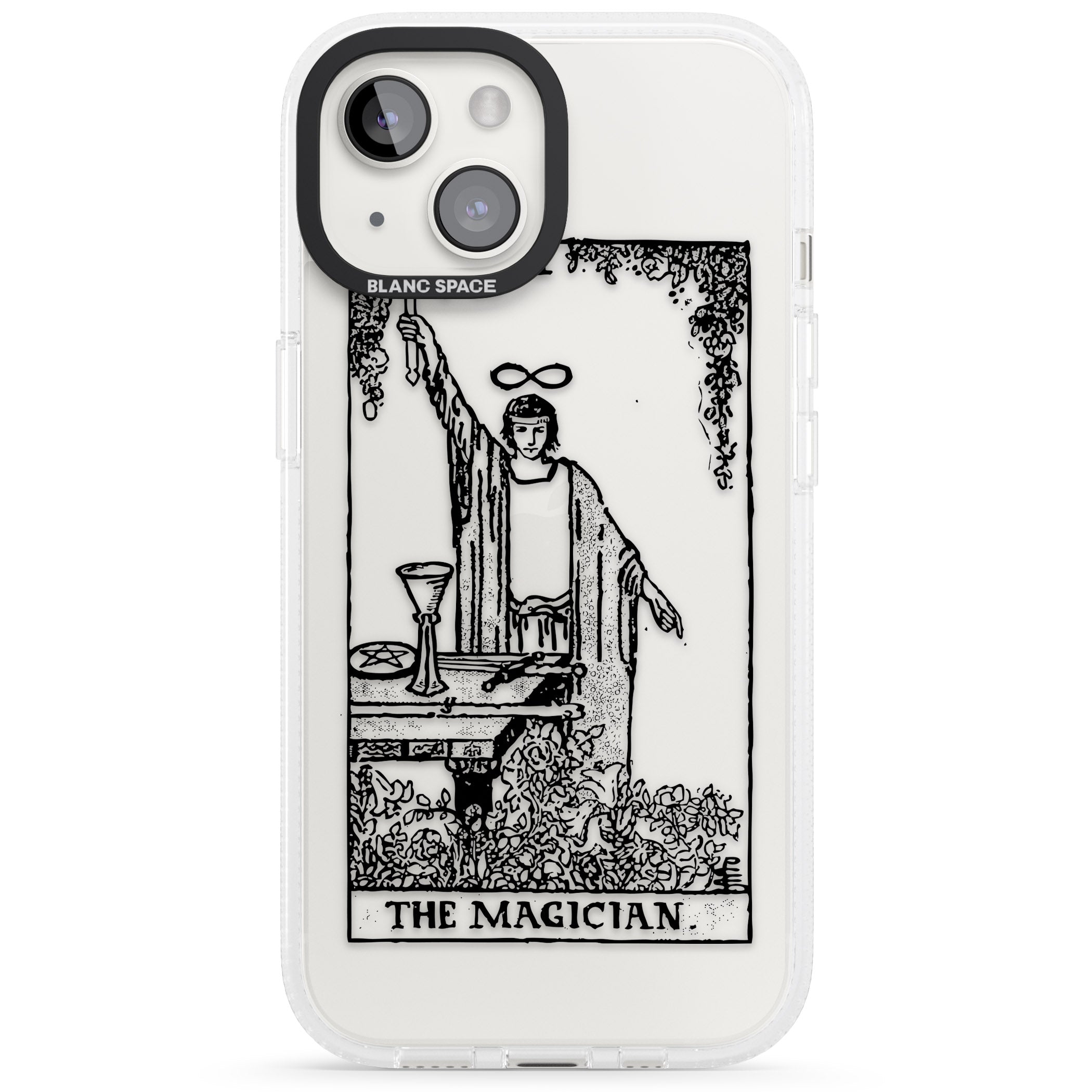Personalised The Magician Tarot Card - Transparent iPhone 15 / 14 / 13 Clear Case Impact Air - Blanc Space