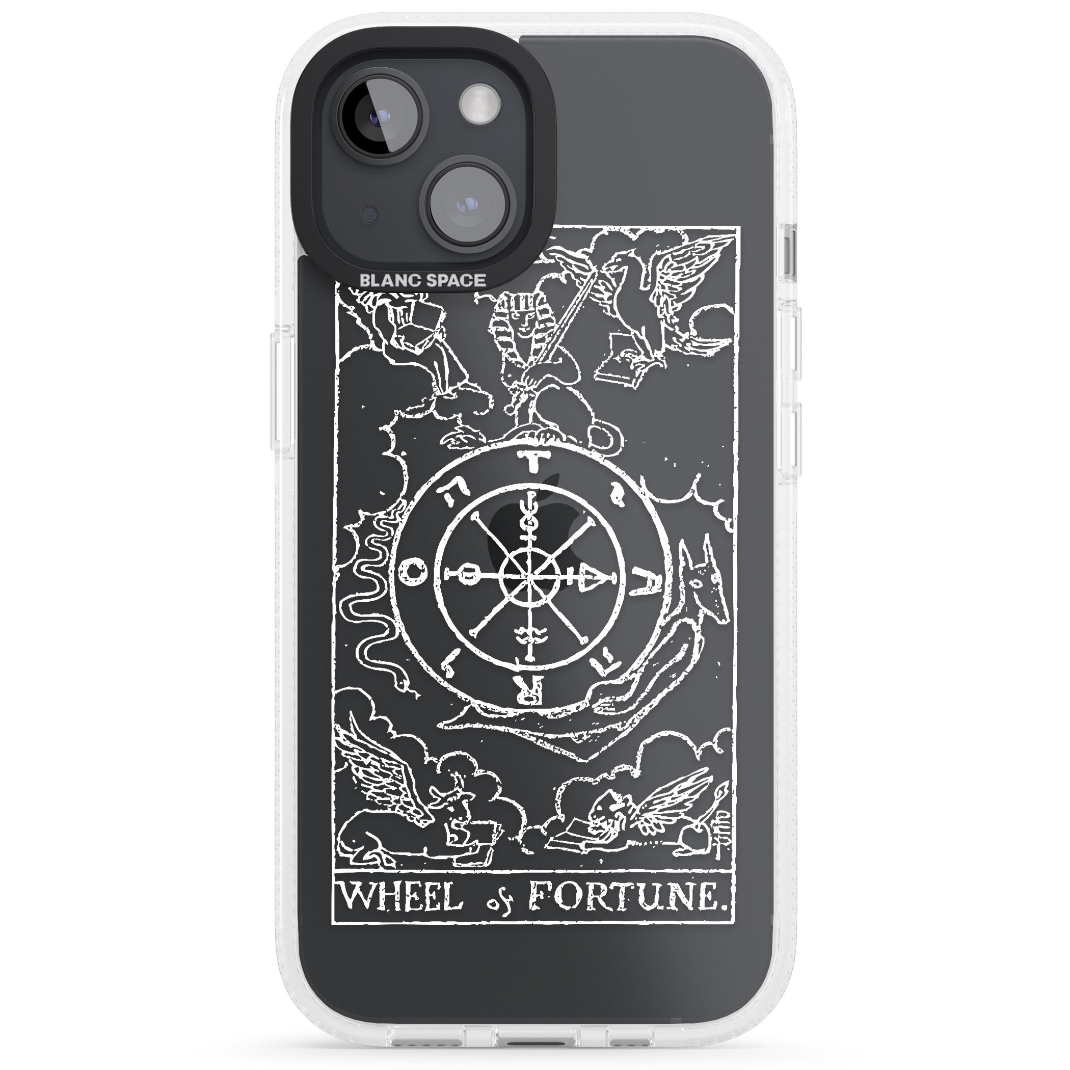 Personalised Wheel of Fortune Tarot Card - White Transparent iPhone 15 / 14 / 13 Clear Case Impact Air - Blanc Space