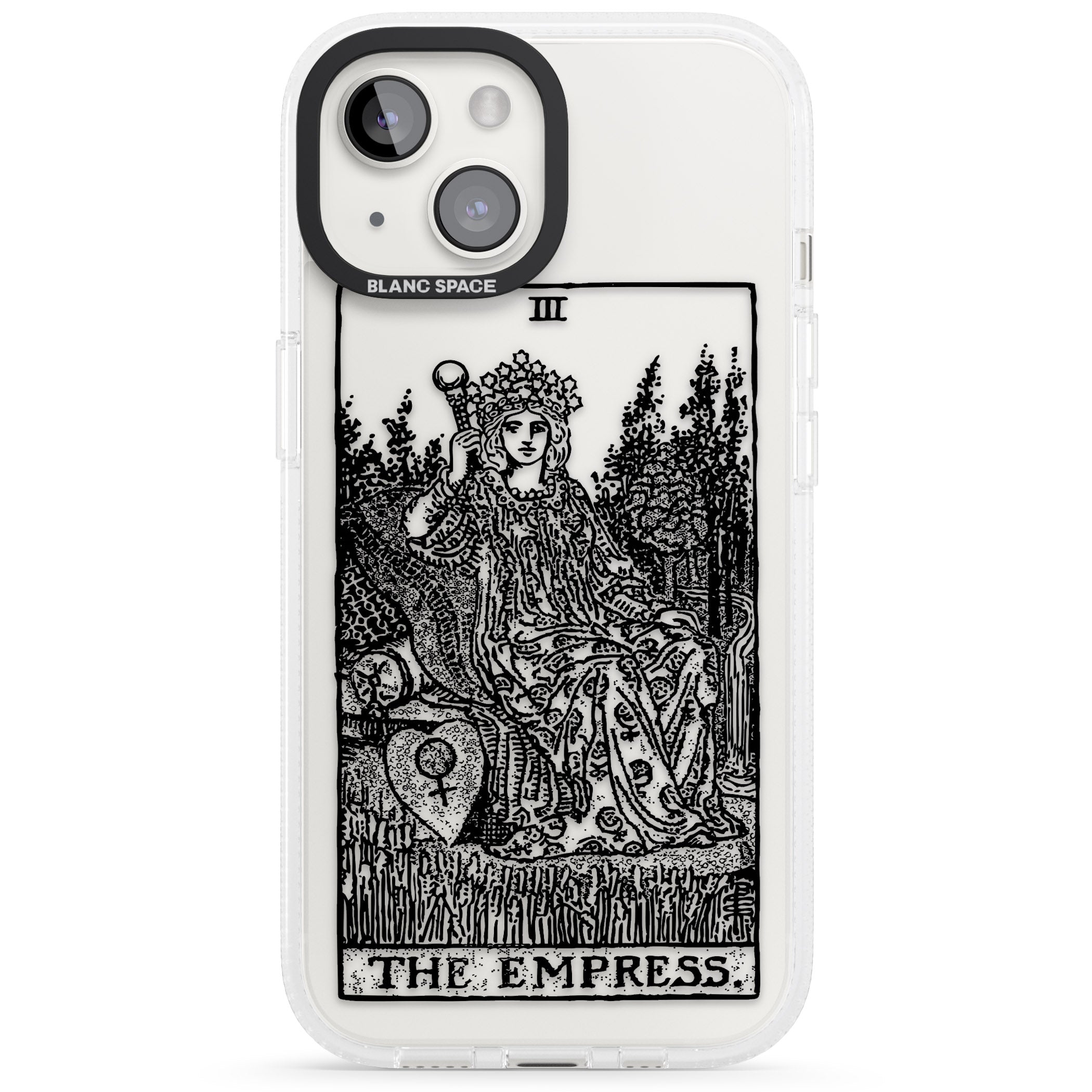 Personalised The Empress Tarot Card - Transparent iPhone 15 / 14 / 13 Clear Case Impact Air - Blanc Space
