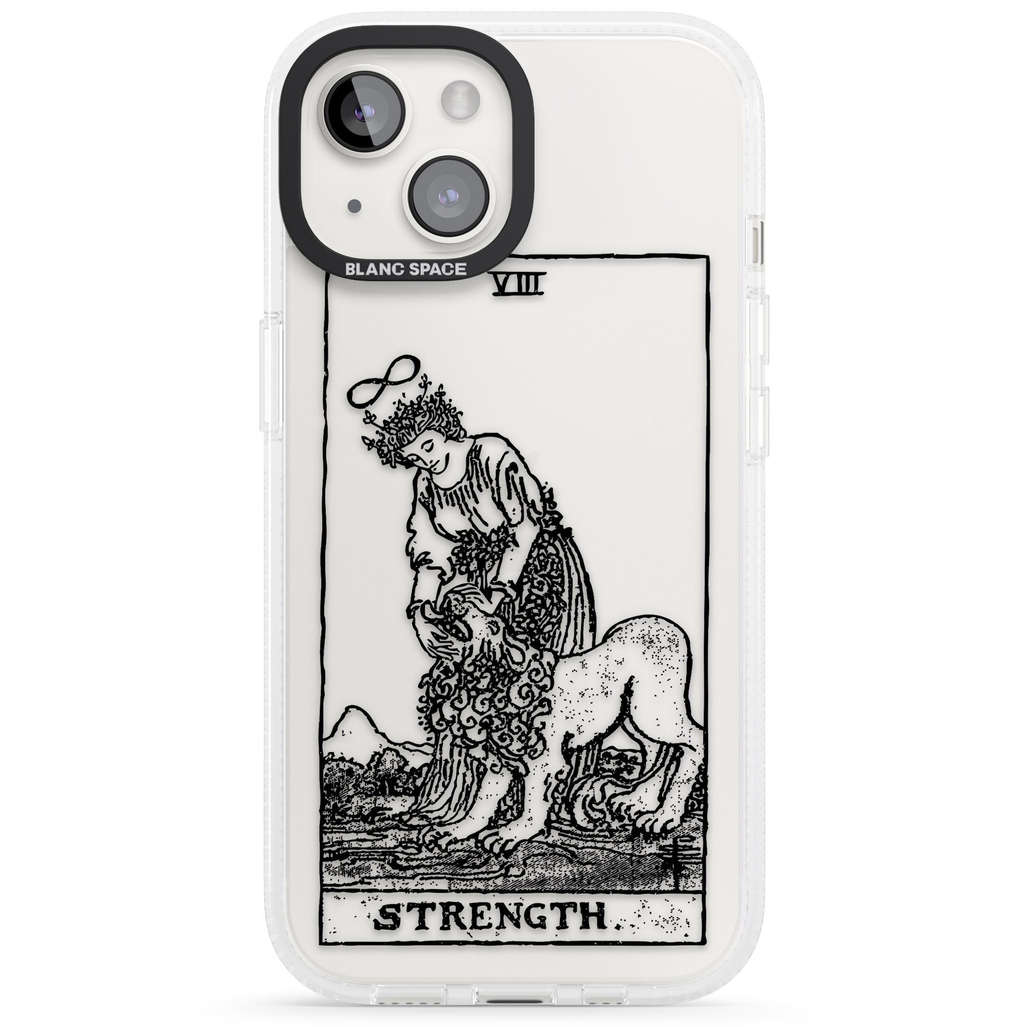 Personalised Strength Tarot Card - Transparent iPhone 15 / 14 / 13 Clear Case Impact Air - Blanc Space