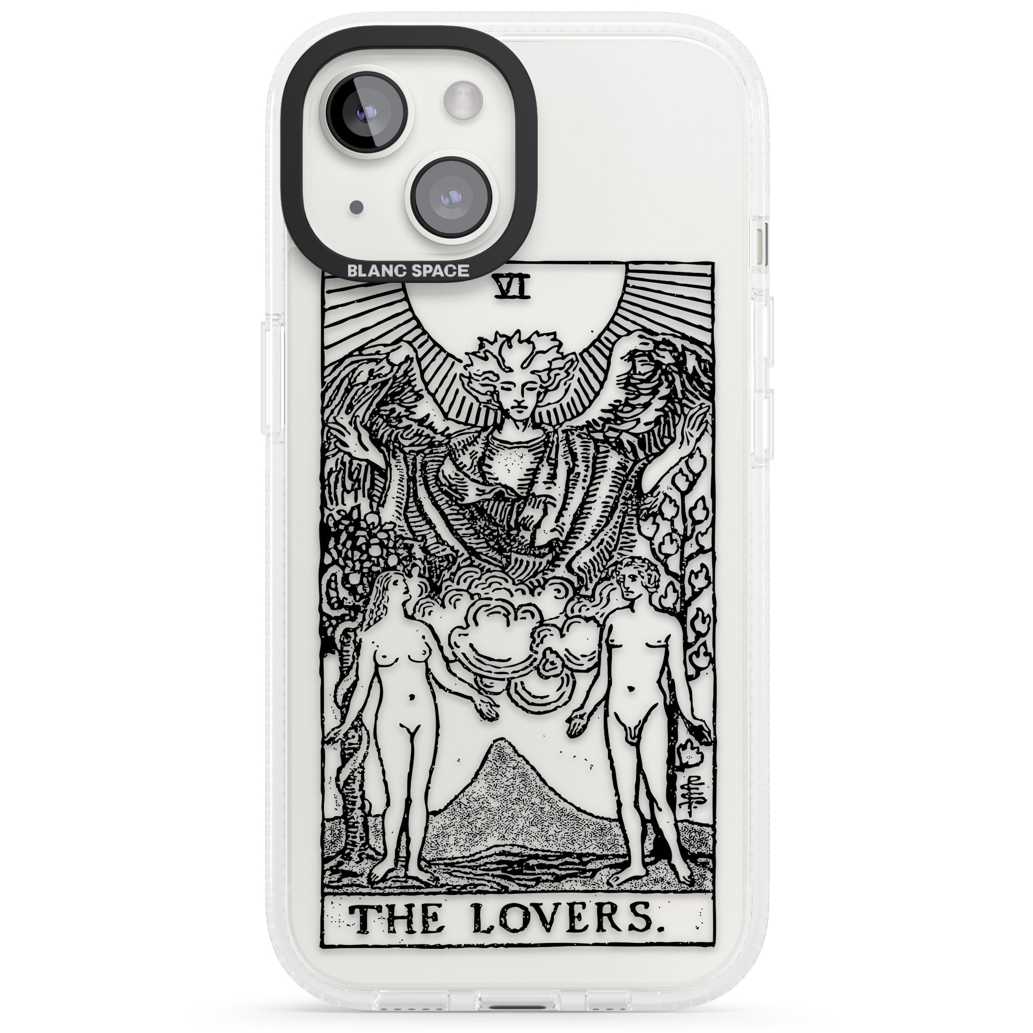 Personalised The Lovers Tarot Card - Transparent iPhone 15 / 14 / 13 Clear Case Impact Air - Blanc Space