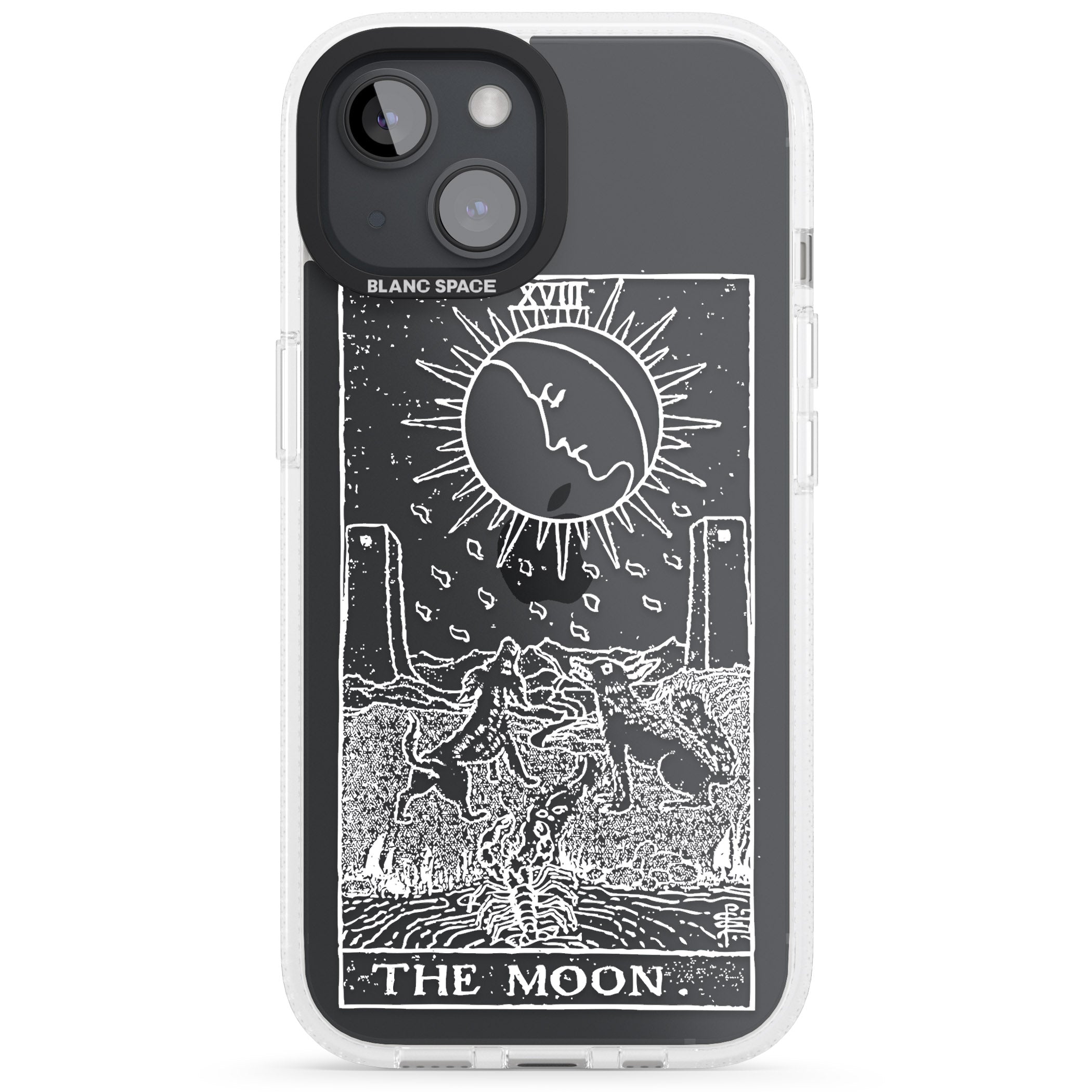 Personalised The Moon Tarot Card - White Transparent iPhone 15 / 14 / 13 Clear Case Impact Air - Blanc Space