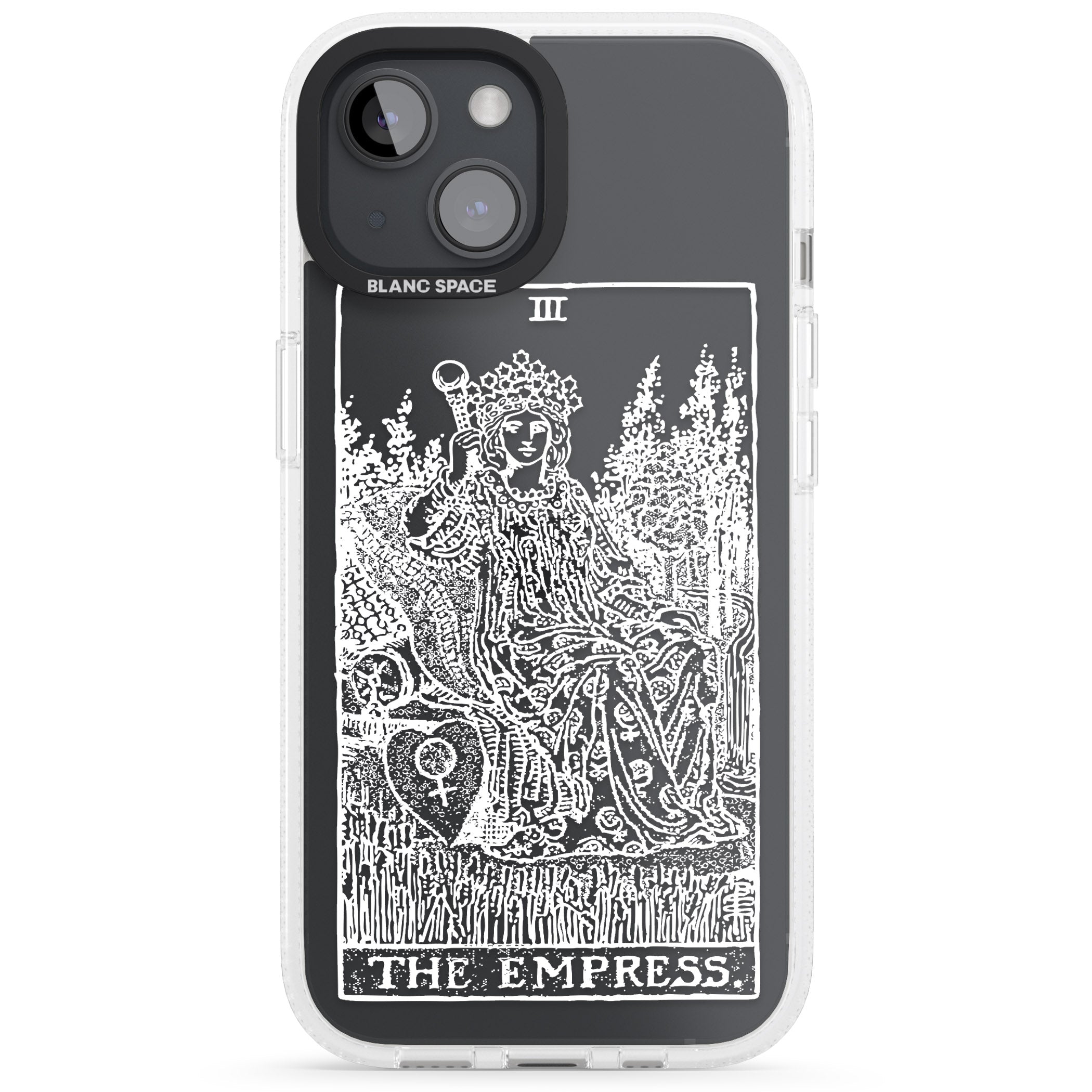 Personalised The Empress Tarot Card - White Transparent iPhone 15 / 14 / 13 Clear Case Impact Air - Blanc Space