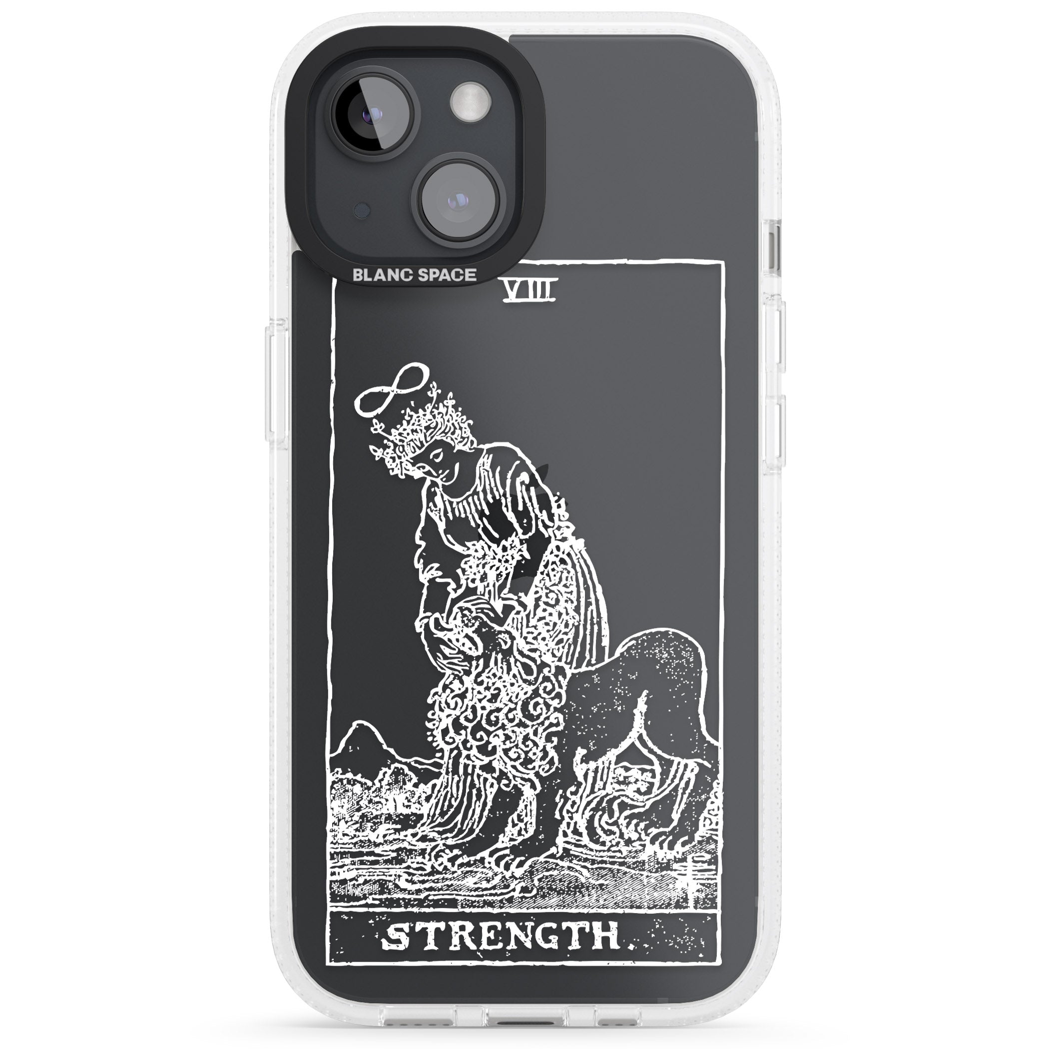 Personalised Strength Tarot Card - White Transparent iPhone 15 / 14 / 13 Clear Case Impact Air - Blanc Space