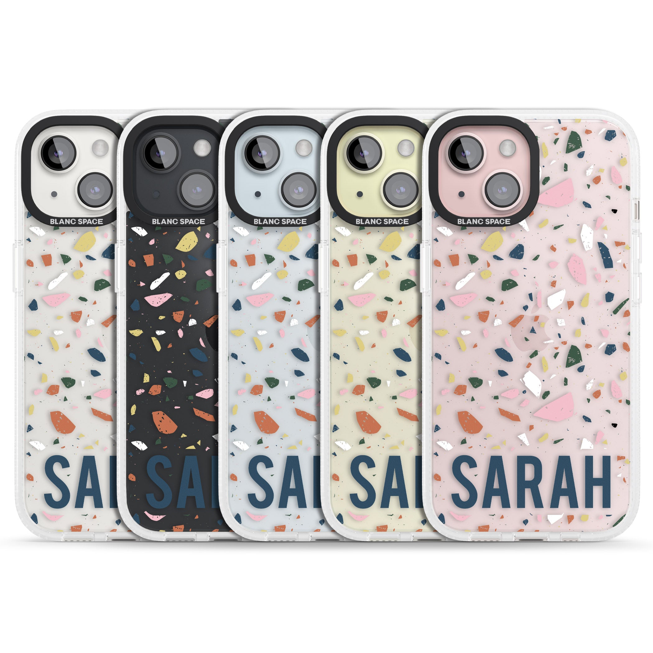 Personalised Terrazzo iPhone 15 / 14 / 13 Clear Case Impact Air - Blanc Space