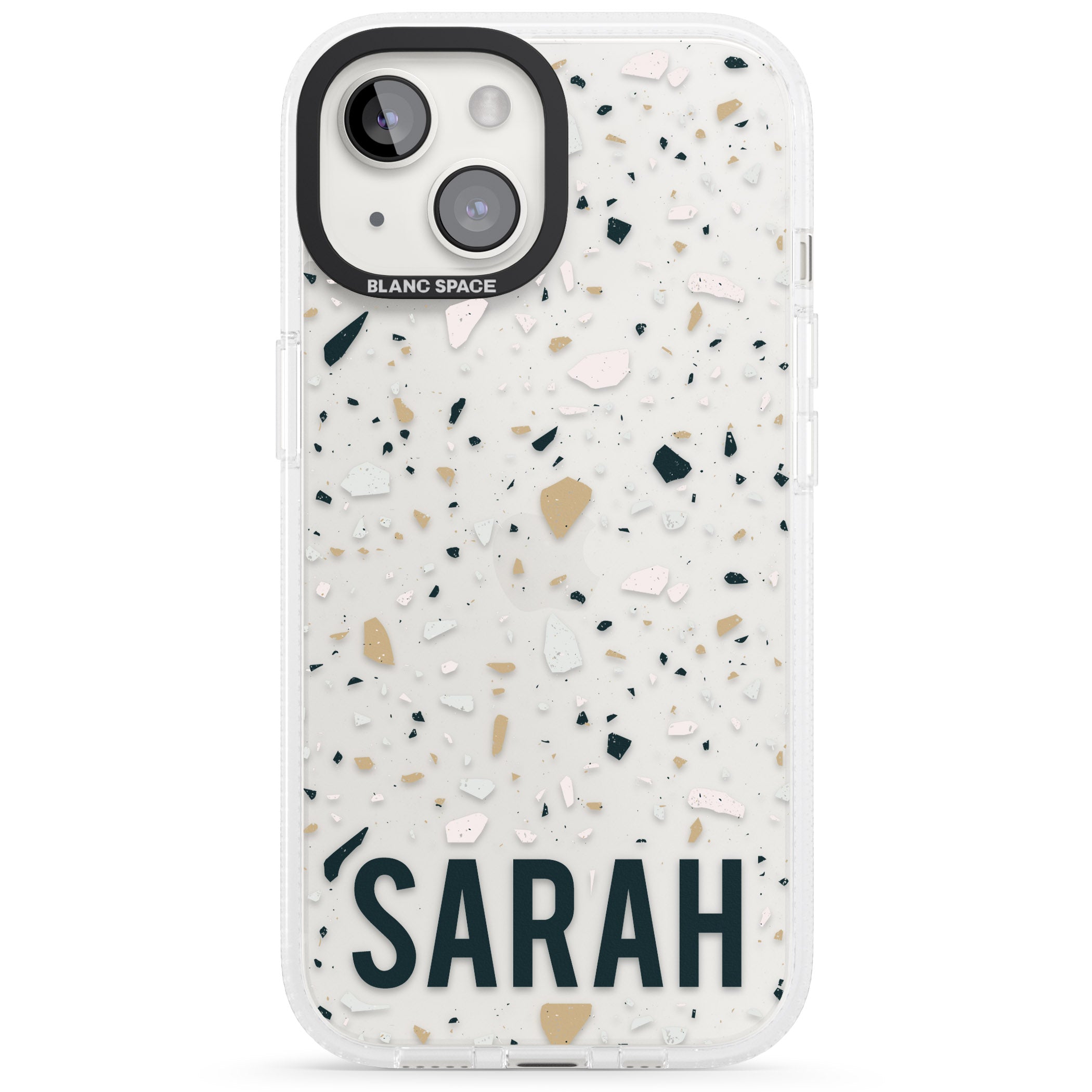 Personalised Terrazzo - Blue, Pink, Brown iPhone 15 / 14 / 13 Clear Case Impact Air - Blanc Space